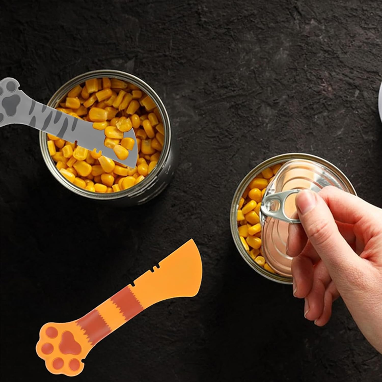 2 Pcs Cute Cat Paw Food Spoon,Silicone Pet Food Can Opener,Home Adorable Cats Spatula Feeder Cats Shaped,Multifunctional Pets Feeding Supplies for Kitten Puppy Canned Food Accessories image number 3