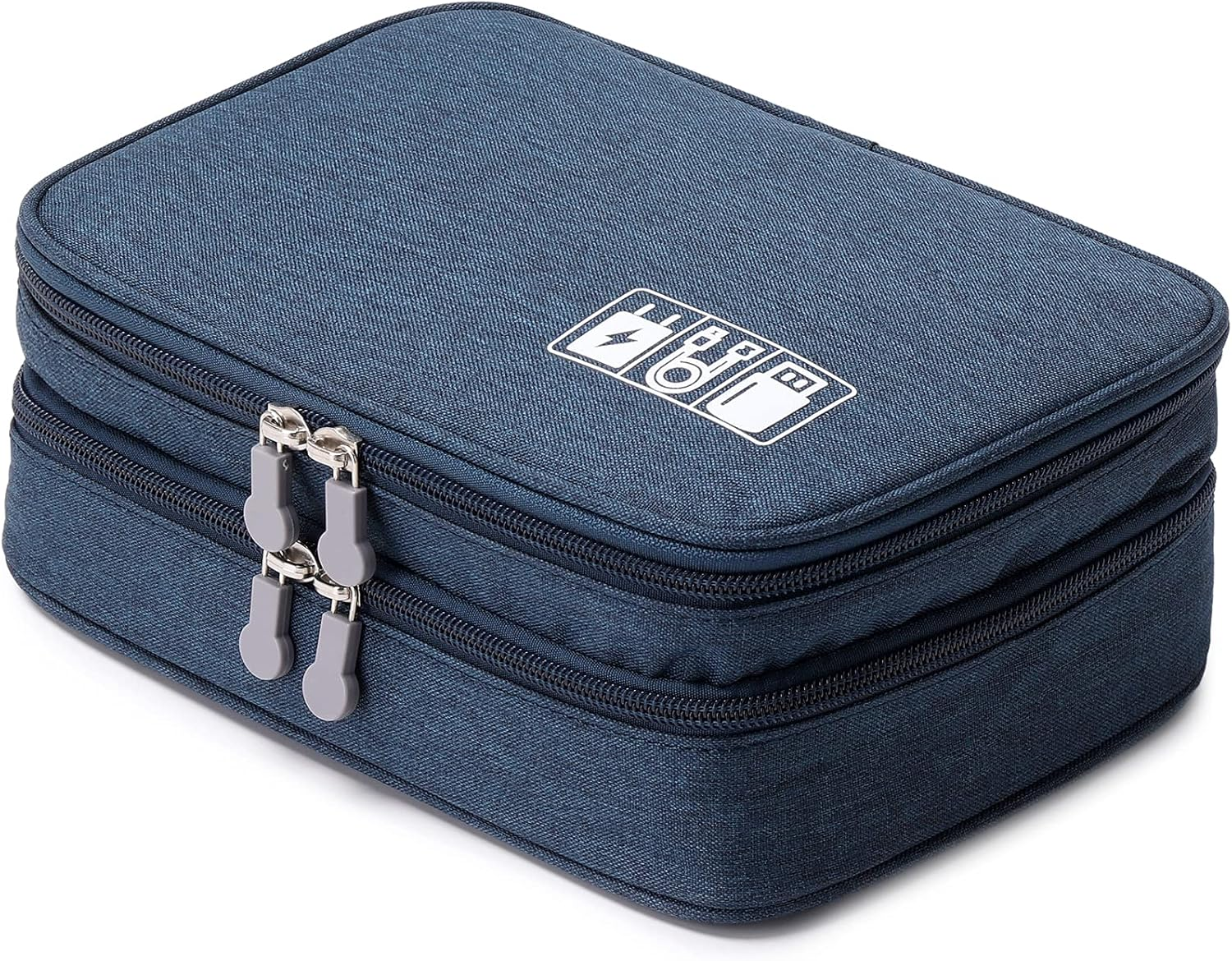 Lanola Travel Cable Organizer Bag, Electronic Accessories Case Portable Double Layer Cable Storage Bag for Cord,Phone,Charger, Flash Drive, Phone, SD Card,Personal Items - (Black)