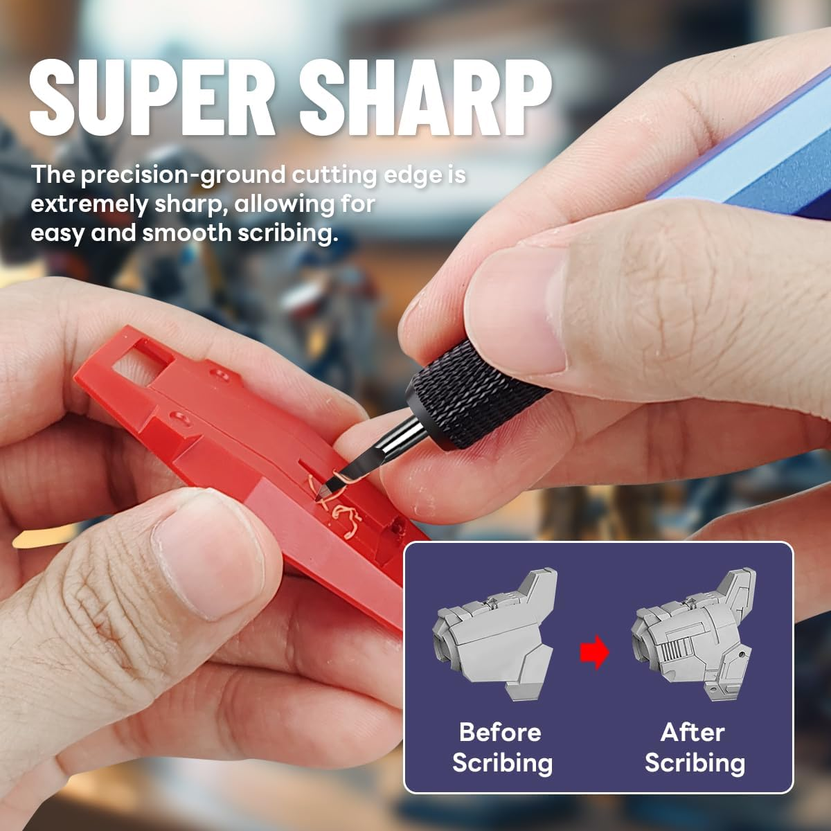 Stedi Model Scriber Blades,Tungsten Steel Blades,0.15+0.3Mm Size,For Modeling Hobby,Rg Scale Model,Gundam Model Kit,For Scribing Line,Resin,Scriber Replacement Blades. image number 2