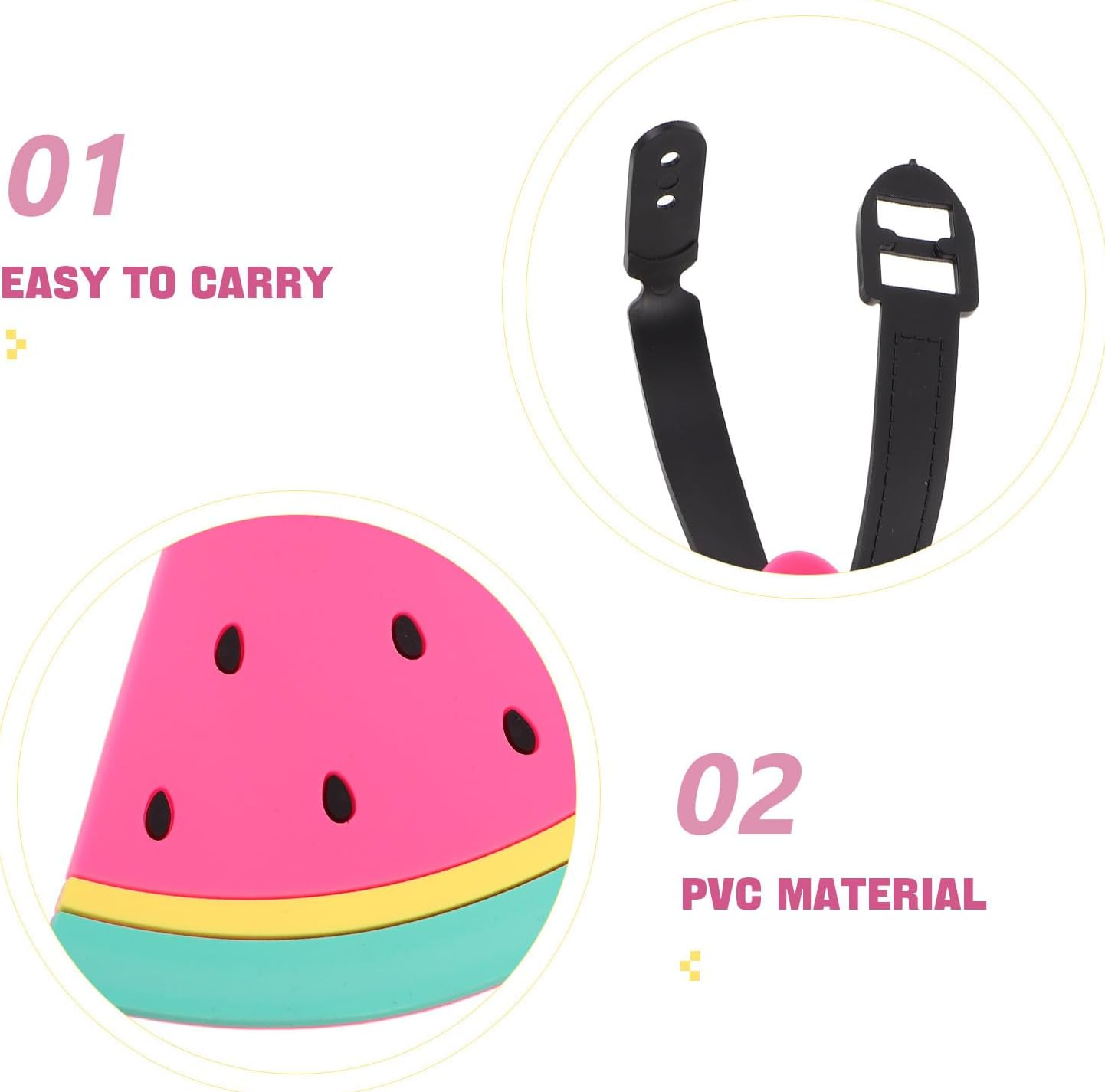 Ciieeo Creative Watermelon Slice PVC Luggage Tags Cute Travel ID Labels for Suitcases Suitcase Tags for Women Summer Beach Holidays image number 2