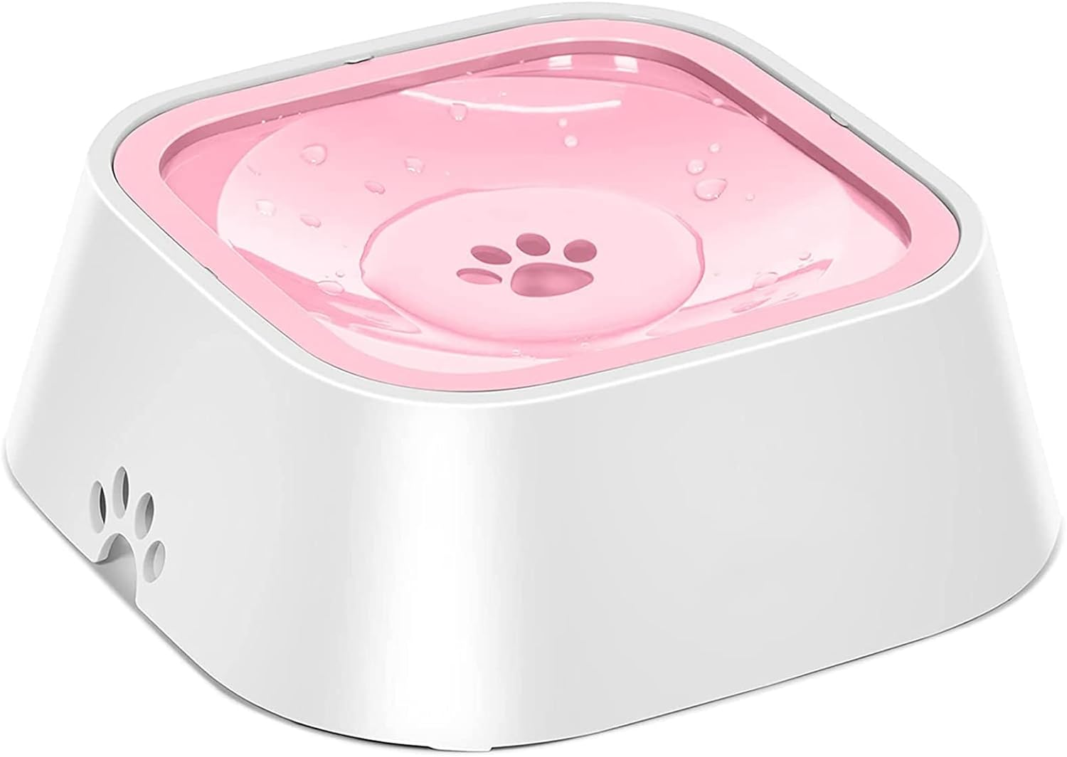 Dog Water Bowl No Spill, PRENDIEEN 1L/35Oz Large Capacity Dog Water Bowl Dispenser Non Slip No Splash Dog Water Bowl Pet Slow Feeder No Drip Dog Water Bowl Slow Water Bowl (White)