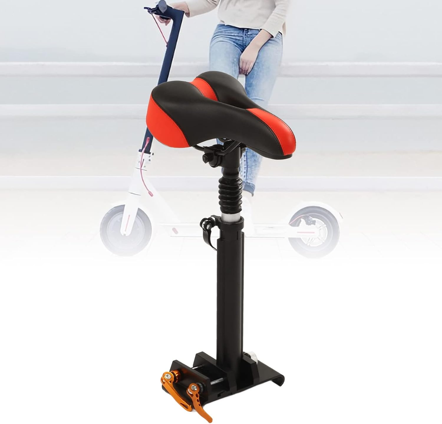 Electric Scooter Seat, Foldable Adjustable Universal Electric Skate Car Seat Saddle, Punch Scooter Saddle Seat Replacement for M365, Aluminum Alloy Body, Thicken Foam Padded image number 4