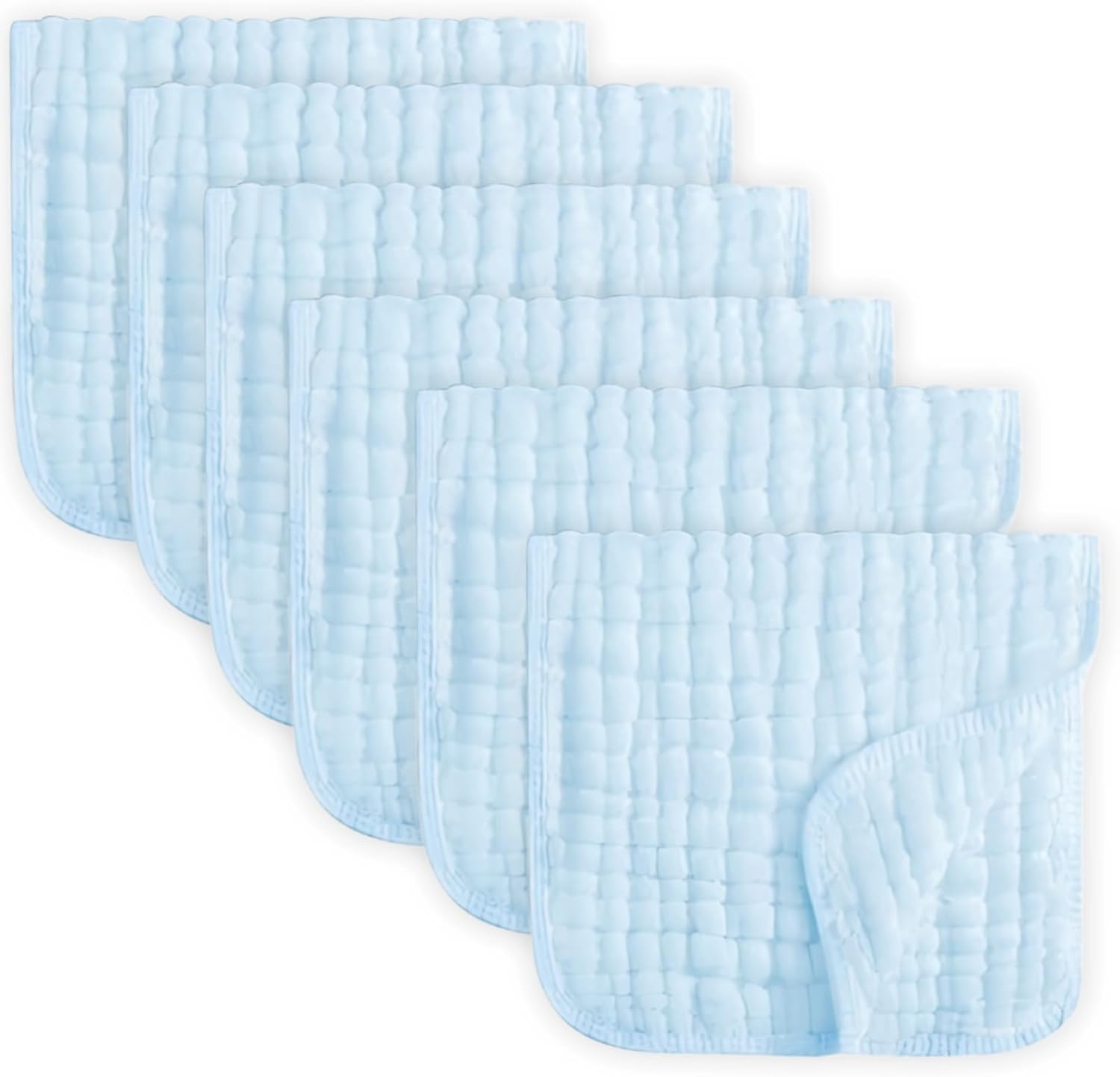 6 Pack Muslin Burp Cloths for Baby 100% Cotton Large 20''X10',6-Layer Thickened Baby Burp Cloths,For Newborn Boys & Girls (Blue)