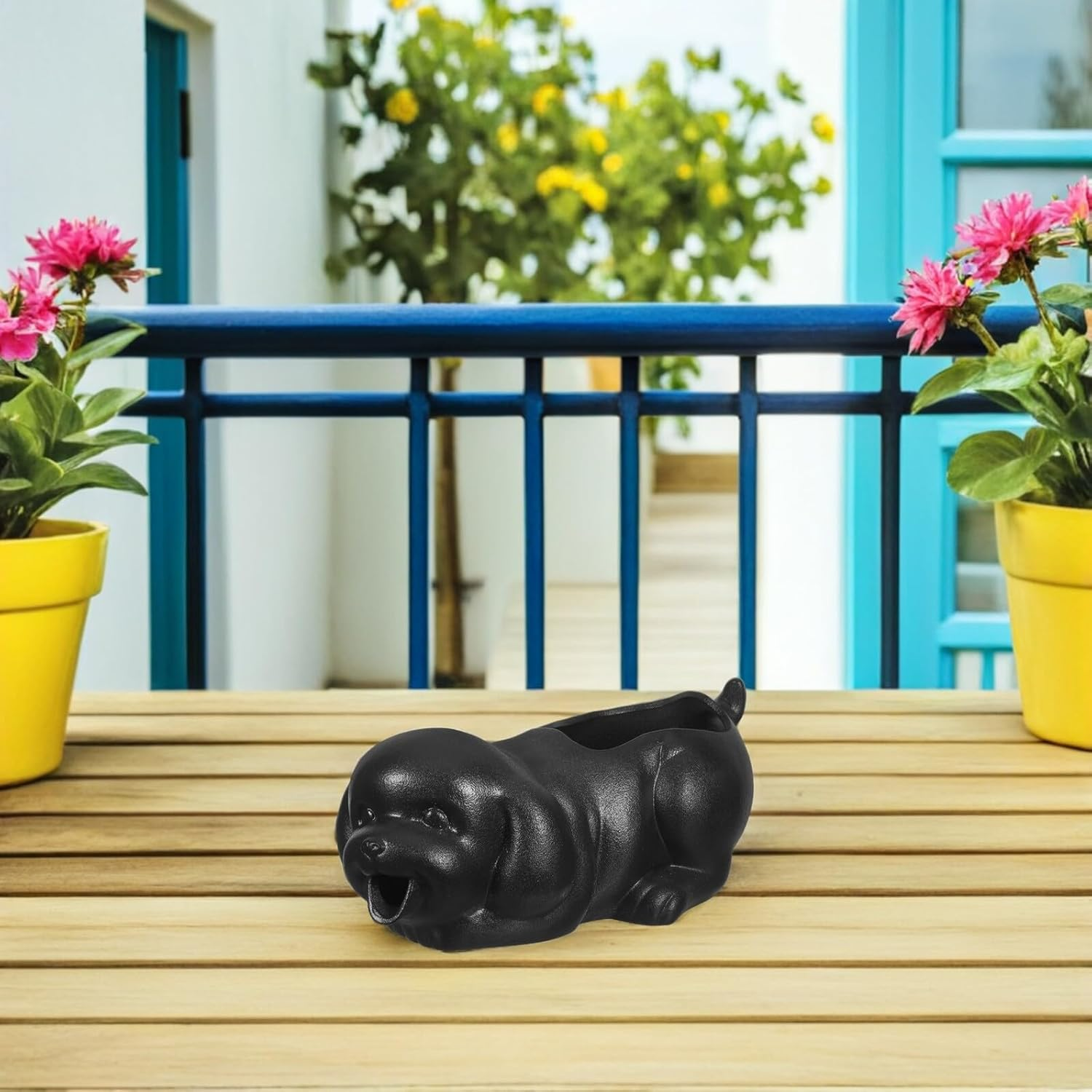 Ifundom Ceramic Dog Fountain Spitter for Garden Decorative Jar Waterfall Spout Aquarium Tabletop Ornament Enhancing Fish Activity and Aquatic Interaction image number 3