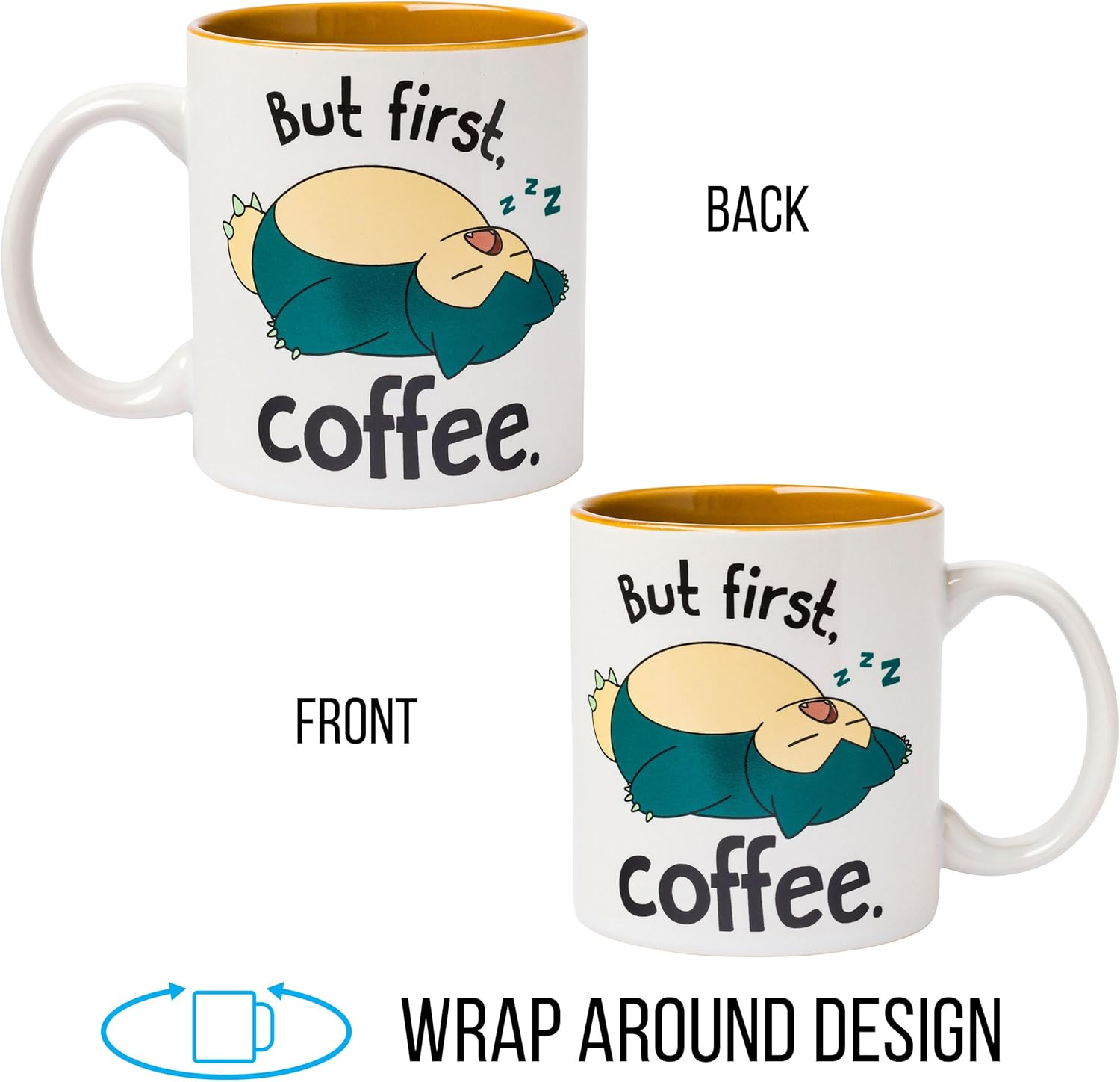 Silver Buffalo Pokemon Snorlax but First Coffee Ceramic Mug, 20 Ounces image number 1