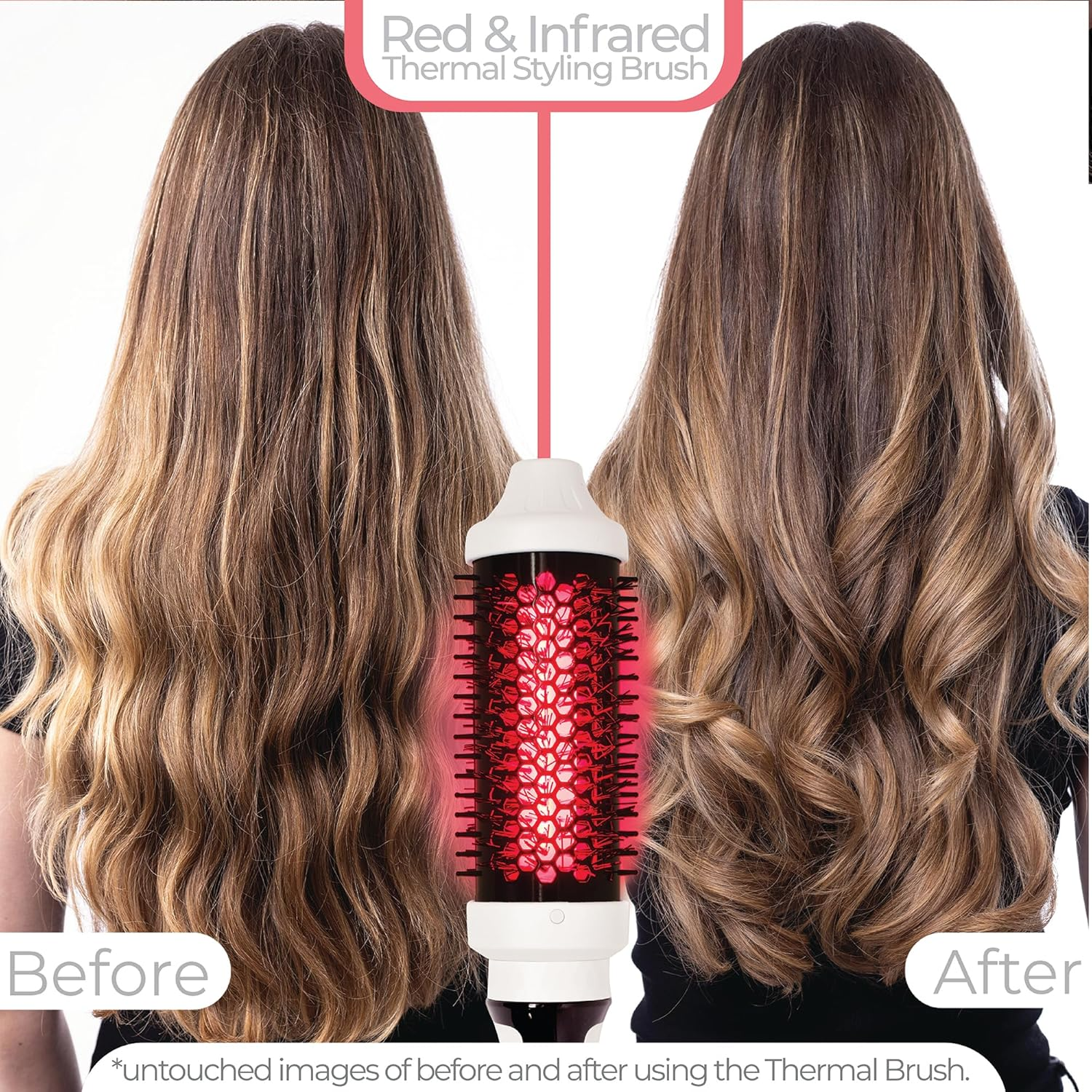 STYLPRO Thermal Brush with Red and near Infrared Leds - 58 NIR + 84 Red Leds, Ceramic Cylinder, Adjustable Heat, Lightweight Blowout and Curling Brush for All Hair Types image number 4