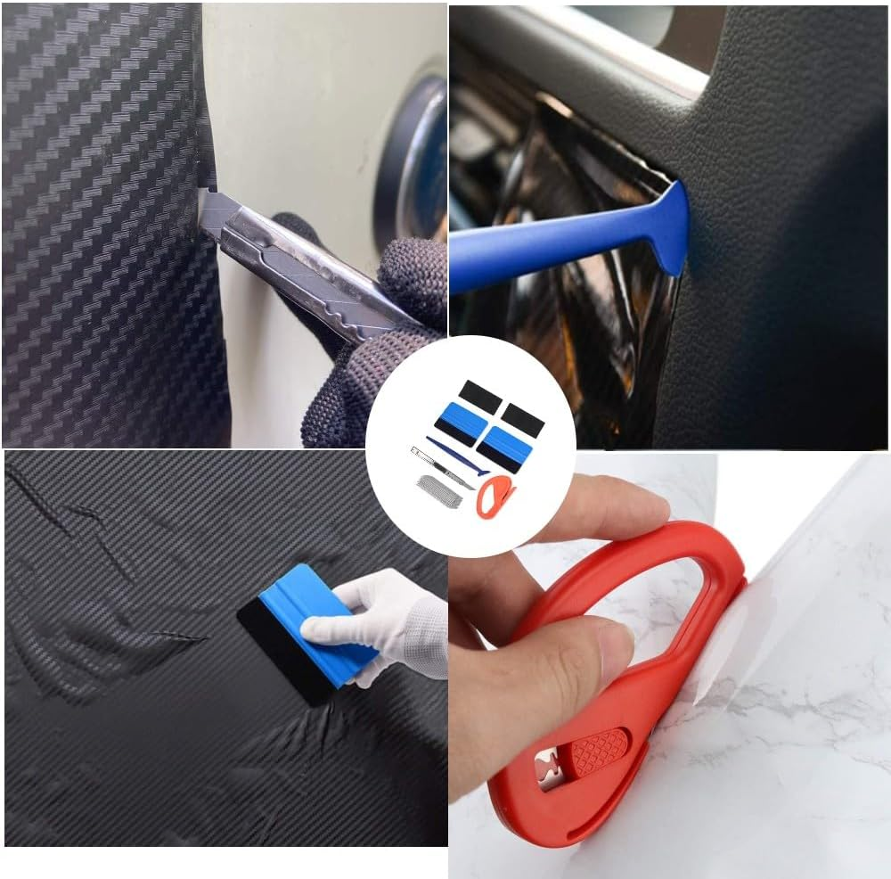 Vehicle Vinyl Wrap Window Tint Film Tool Kit Include Felt Squeegee,Felt,Utility Knife and Blades Vinyl Cutter and Go Corner Squeegee for Car Wrapping. (Set of 8) image number 5