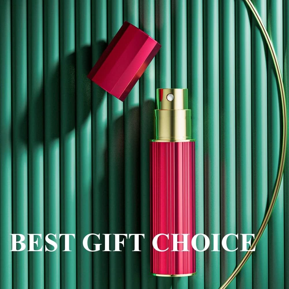 Perfume Atomiser Refillable, Mini Travel Size Perfume Bottles Empty, Small Spray Bottle with Bottom Pump by Aurdox, Leaking Proof and Portable for Women and Men, Elegant Design, 5Ml (Red） - Gold image number 5