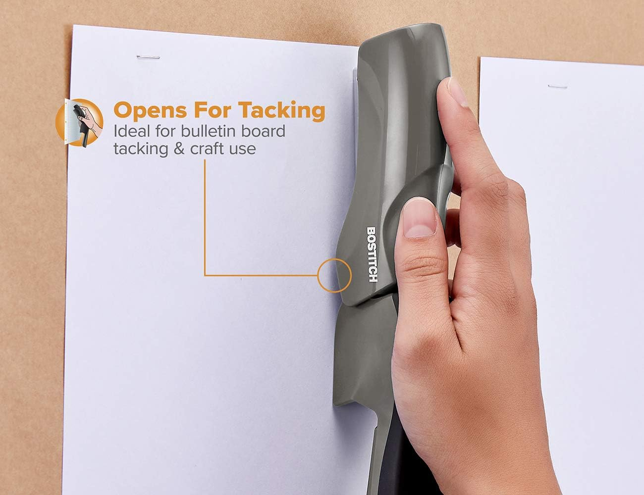 Bostitch Office Heavy Duty 40 Sheet Stapler, Small Stapler Size, Fits into the Palm of Your Hand; Gray - Gray, Compact image number 2