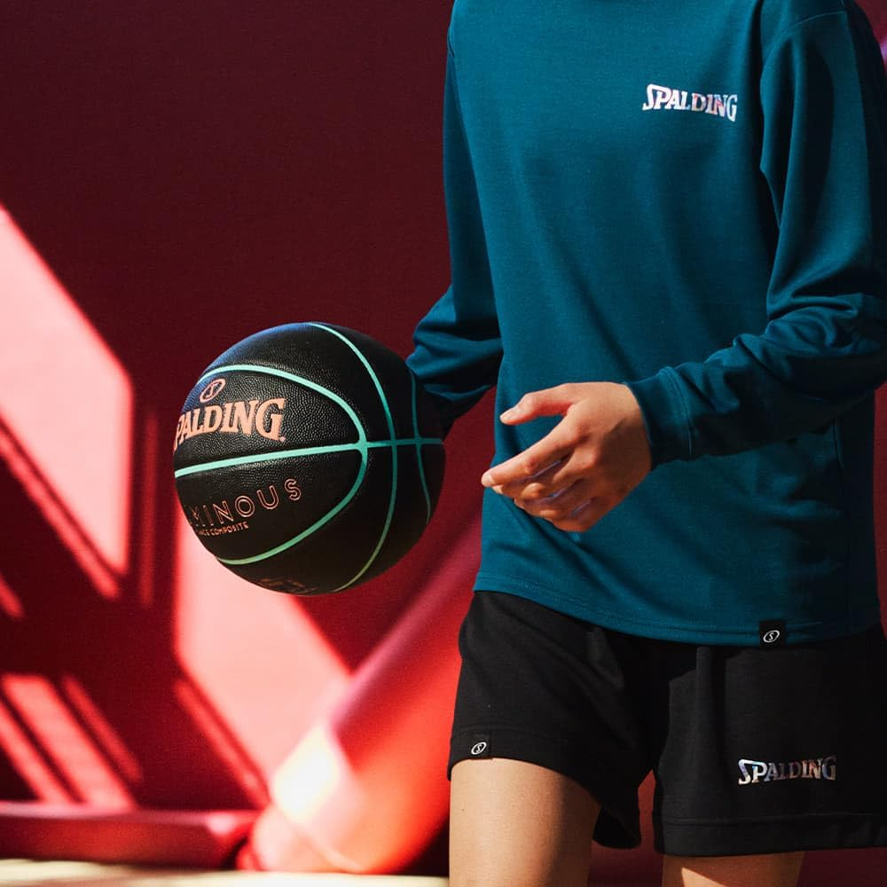 Spalding 78-056J Basketball Luminous Composite Black X Salmon X Mint No. 7 Ball image number 1