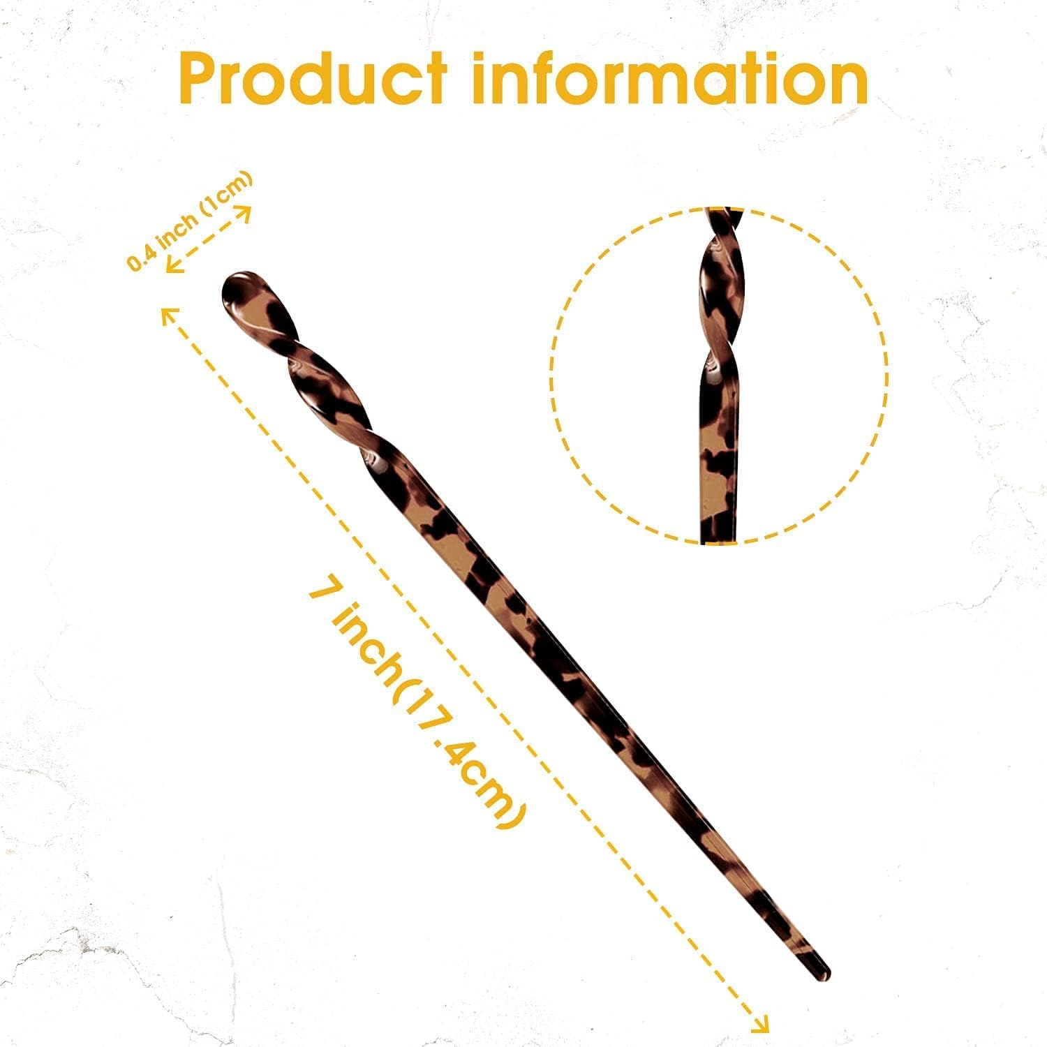 10 Pieces Acetate Hair Sticks Leopard Print Hair Pins, Tortoise Shell Hairpin Vintage Hair Chopsticks Retro Hairpins Disk, Hair Accessories for Women Girls (Vintage) image number 4