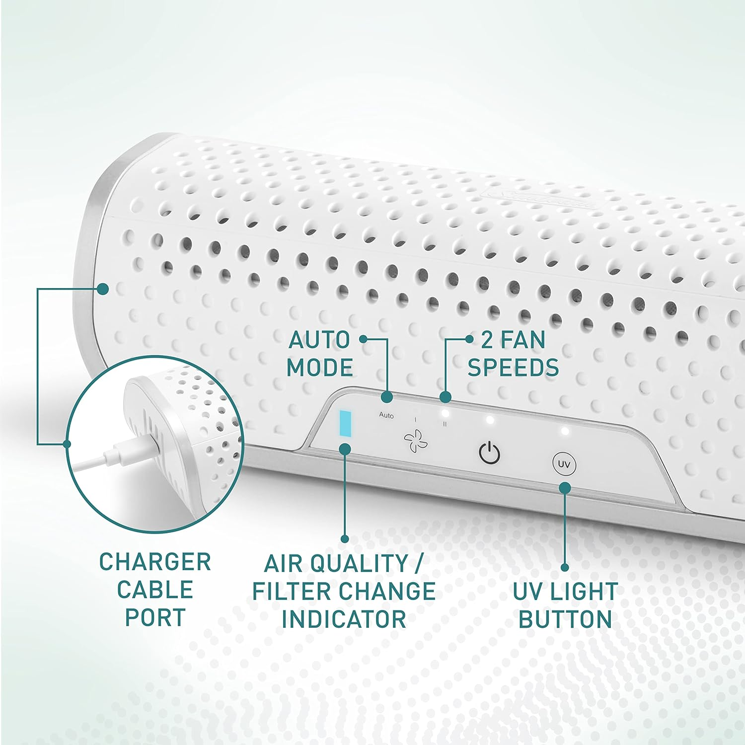 Sunbeam On-The-Go Fresh Portable Air Purifier | Compact, 3-Stage Purification with True HEPA Filter & UV Light, Rechargeable, White SAP0800WH image number 4