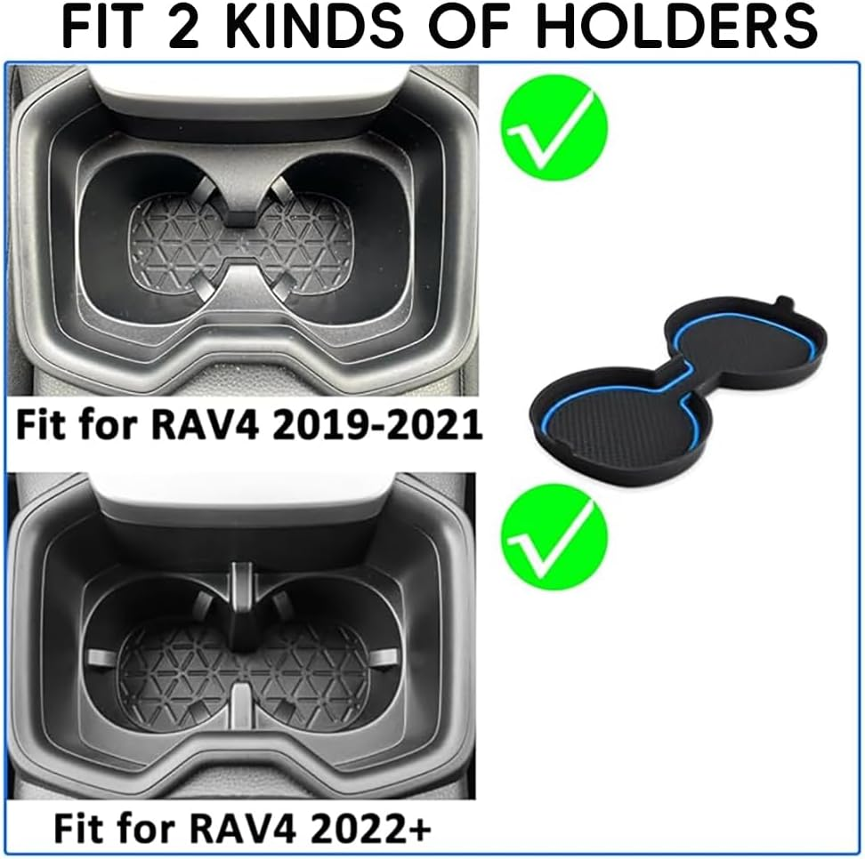 Auovo 3D Cup Holder Inserts for Toyota RAV4 Accessories 2025 2024 2023 2022 2021 2020 2019 Silicone Center Console Cup Holder Coaster Liner Mat Pad Interior Trims (Blue, 2Pcs Kit) image number 4