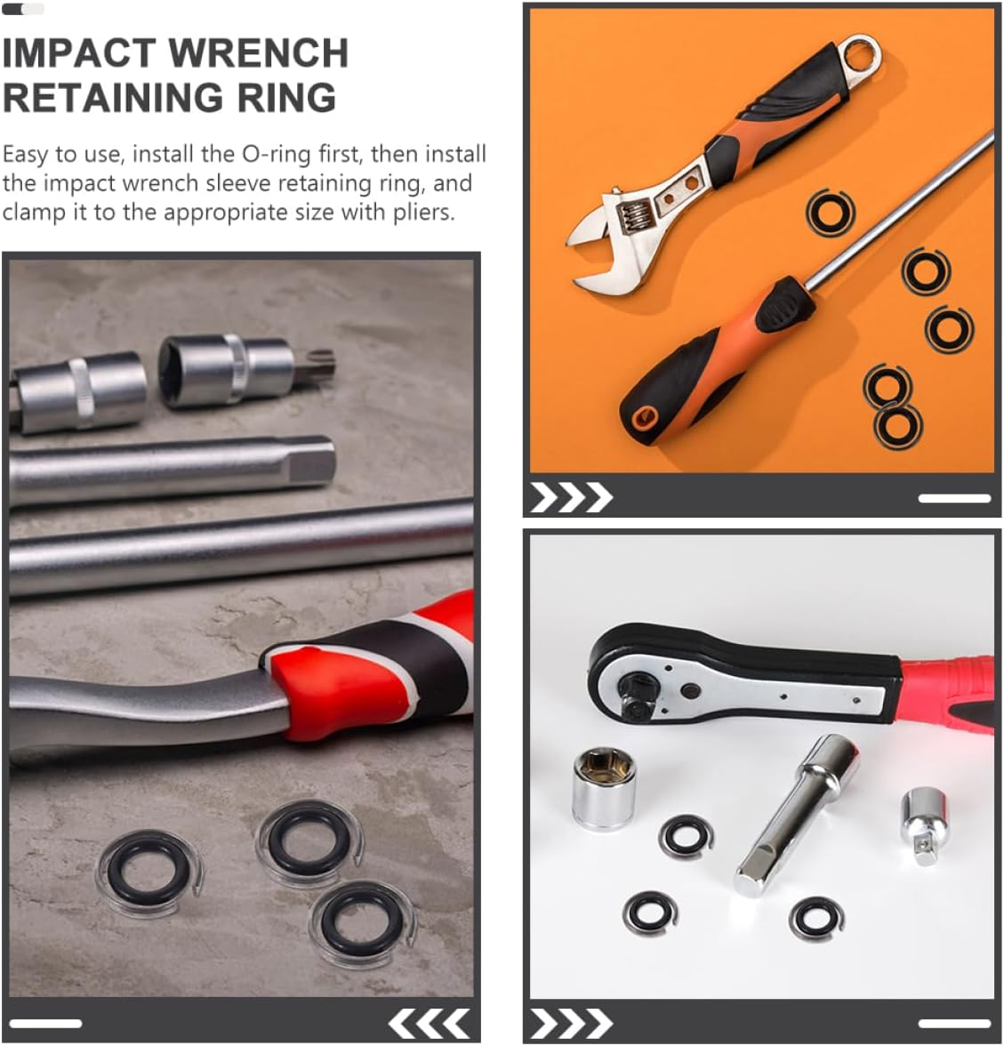 SHINEOFI 8Sets Impact Wrench Socket Retainer -Ring Kit for Power Tool Accessories Retaining for Electric Air Wrenches image number 5