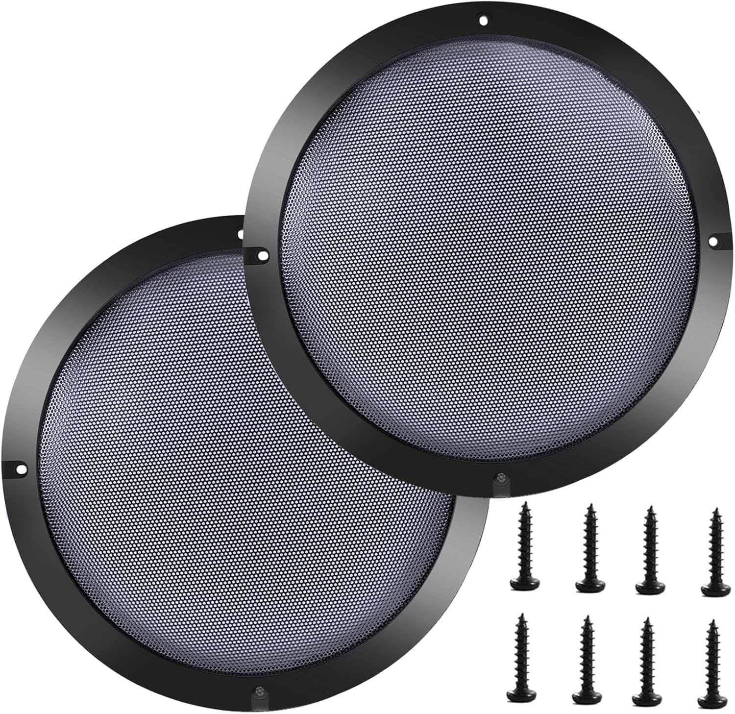 8'' Speaker Grill Cover 8 Inches Speaker Subwoofer Grill Grille Cover with Metal Mesh and Gold Plastic Rim for Car Speakers, Home Speakers