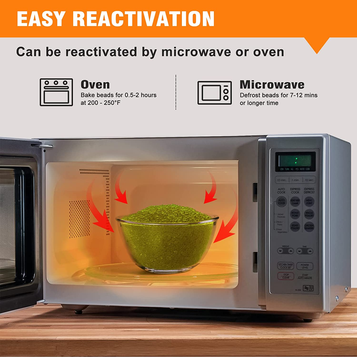 Durimoiy [5.2 LBS] Orange Premium Indicating Silica Gel Beads Reusable (Industry Standard 2-4 Mm) - Rechargeable Desiccant Beads Bulk Reusable Silica Gel Desiccant image number 3