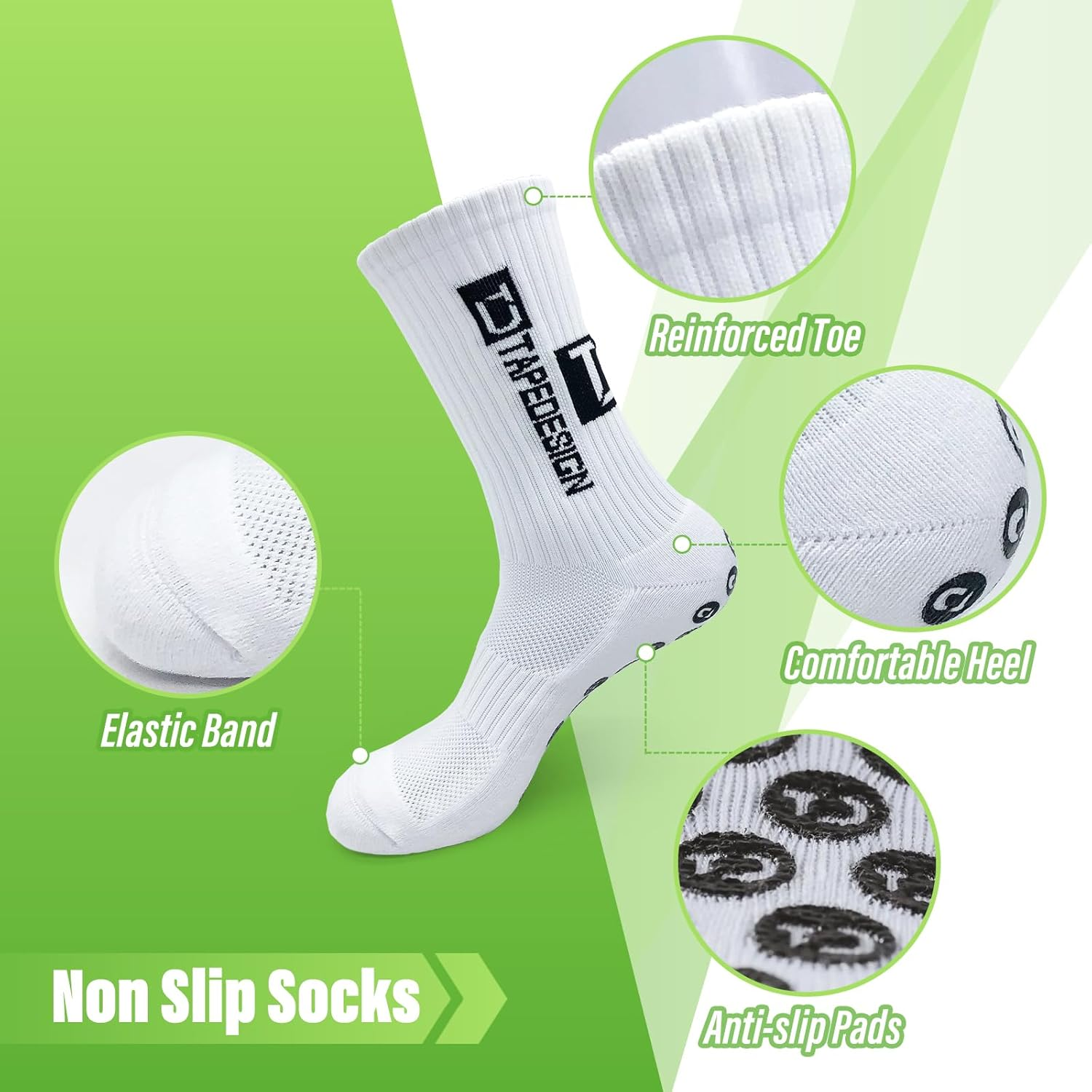 3 Pairs Anti-Slip Football Socks for Soccer Athletes, Soft & Comfortable Silicone Dot Grip Bottom Mesh Breathable Sports Socks for Matches image number 4