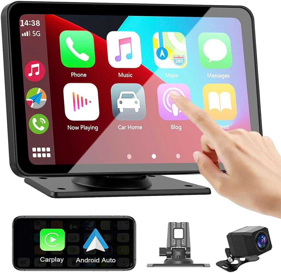 7" HD Portable Car Stereo Touch Screen with Apple Carplay, Wireless Android Auto, Bluetooth, GPS Navigation, Voice Control, Backup Camera, and Mirror Link - Car Audio Receiverfor All Vehicles image number 6