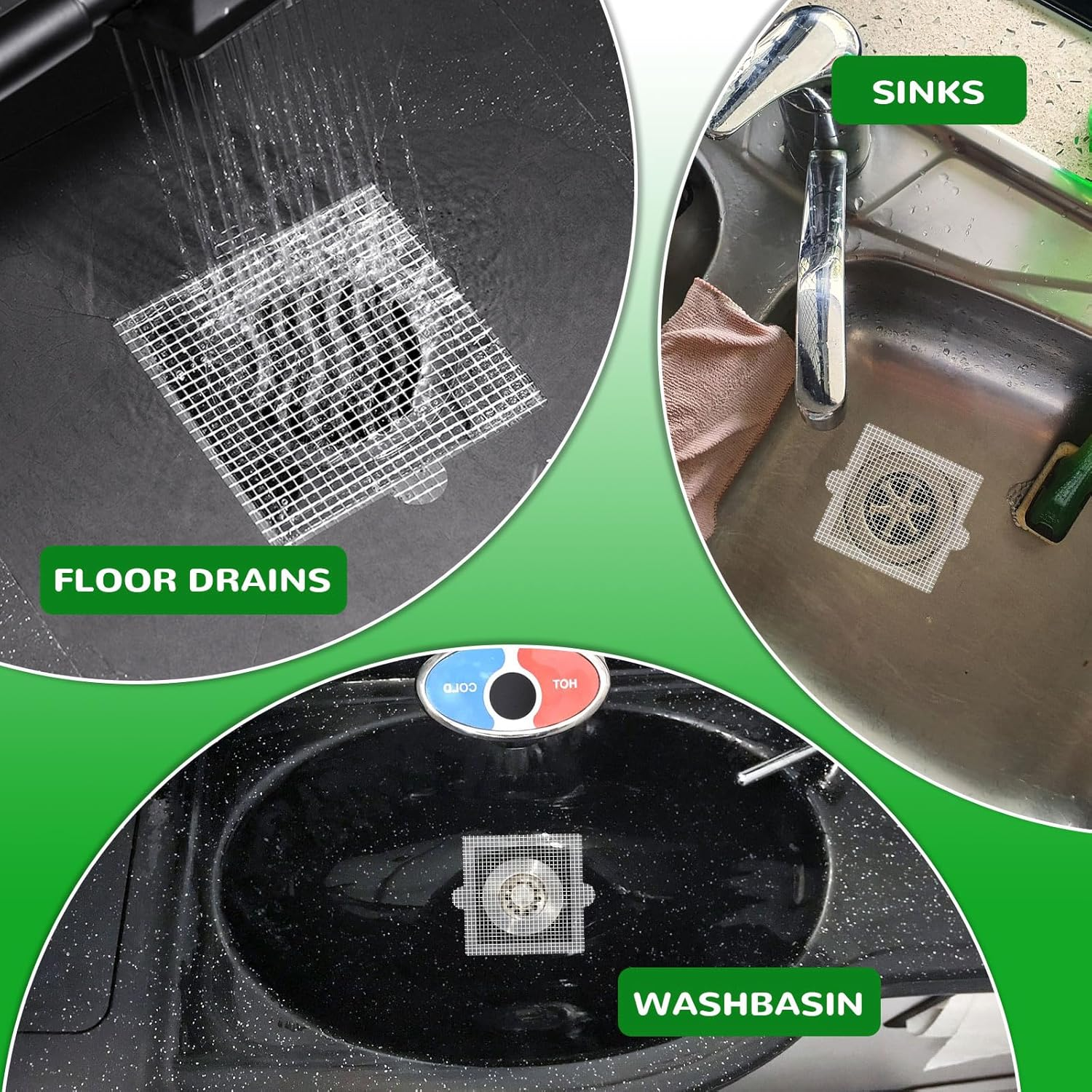 Bagentry 40 Pack Disposable Shower Drain Hair Catcher Square, 4.1 in Mesh Drain Covers Stickers, Flat Shower Hair Trap Stopper Collector Filter for Bathroom Laundry Bathtub Sink Kitchen White