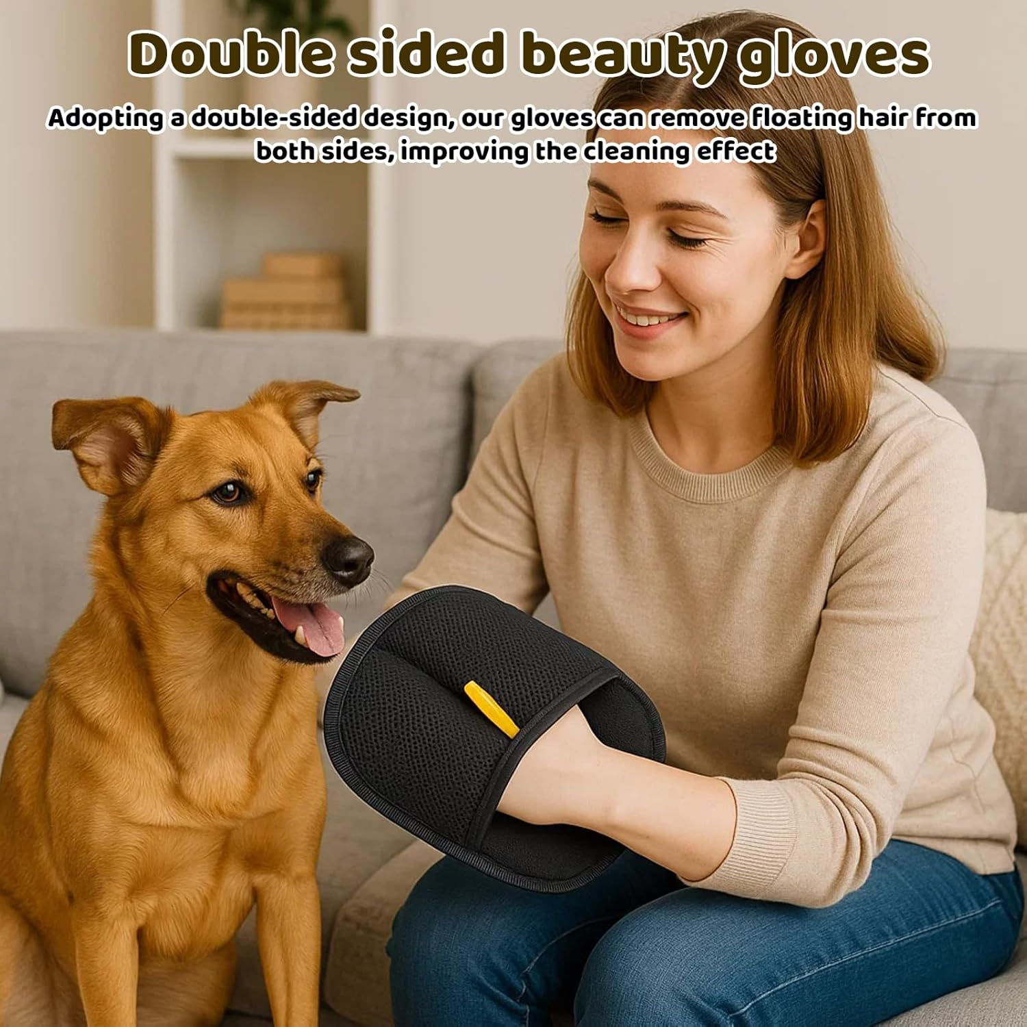 Jazrvr Pack of 2 Fur Magnetic Gloves, Pet Hair Remover Glove for Cats, Double-Sided Grooming Gloves, Cat Hair Remover Glove, 24 X 17.5 Cm image number 3