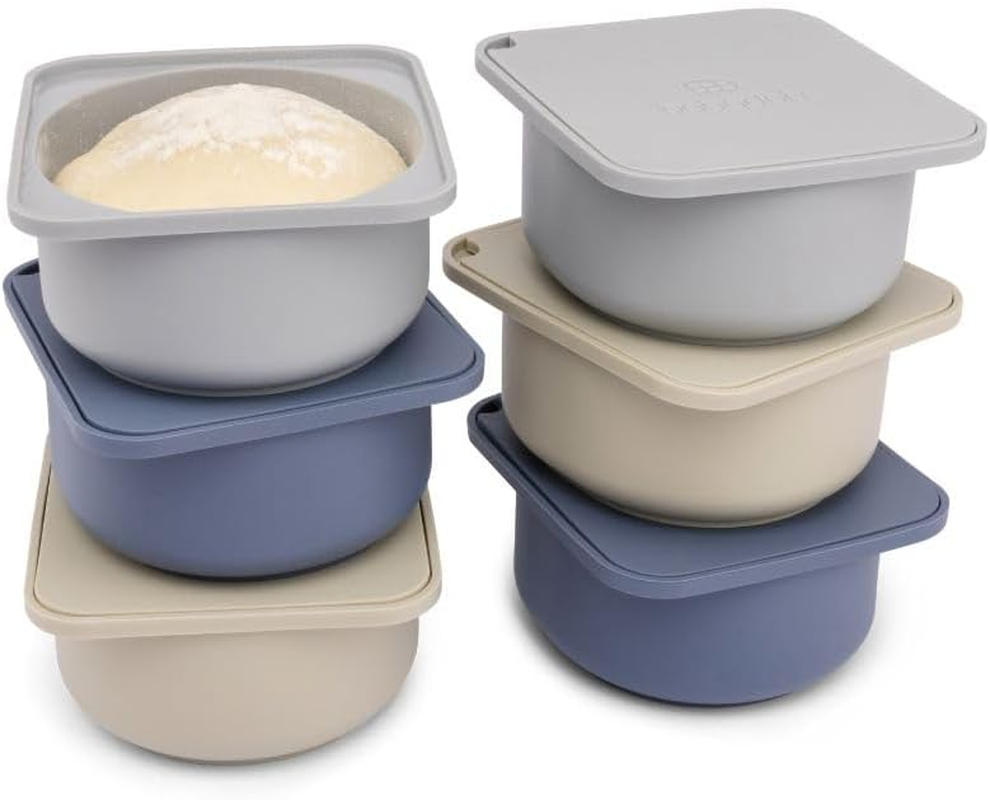 Babadoh Pizza Dough Proofing Silicone Containers with Lids | Pizza Making Accessories | Set of 6 | Multi Bright (2 Berry, 2 Orange, 2 Lime) | Original Size (Make 12" Pizzas)