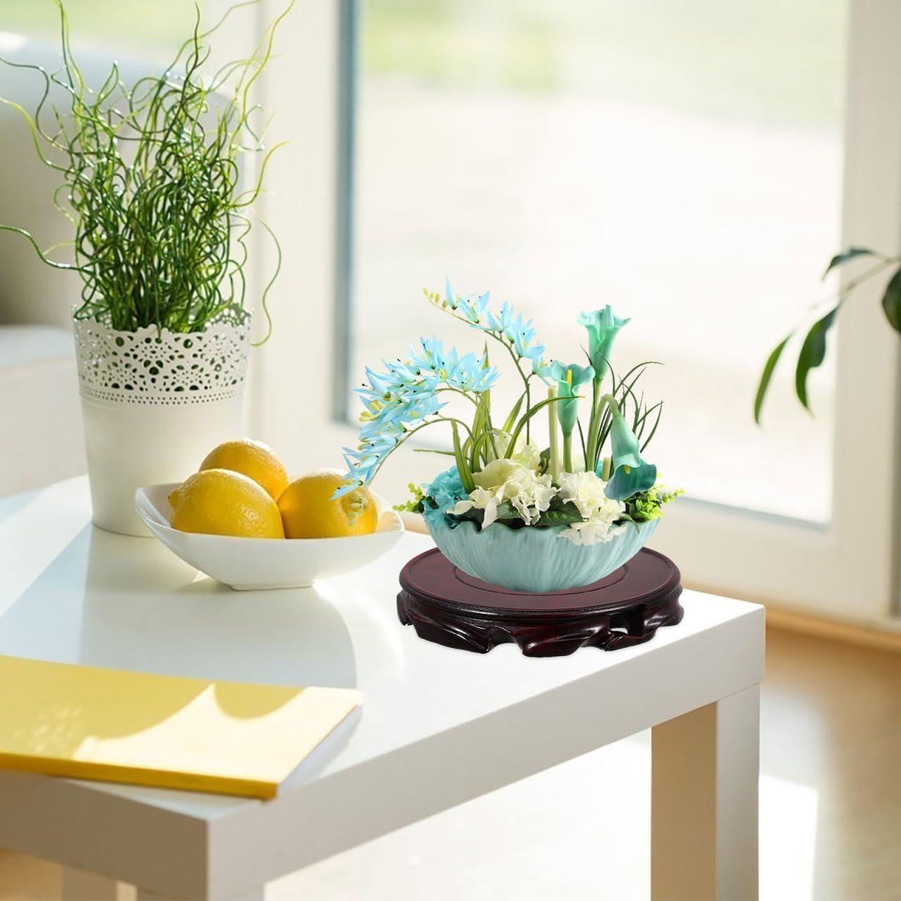 Luxshiny Traditional Chinese Black Vase Stand Wooden Display Stand Elegant Furniture Pedestal for Collectibles image number 2