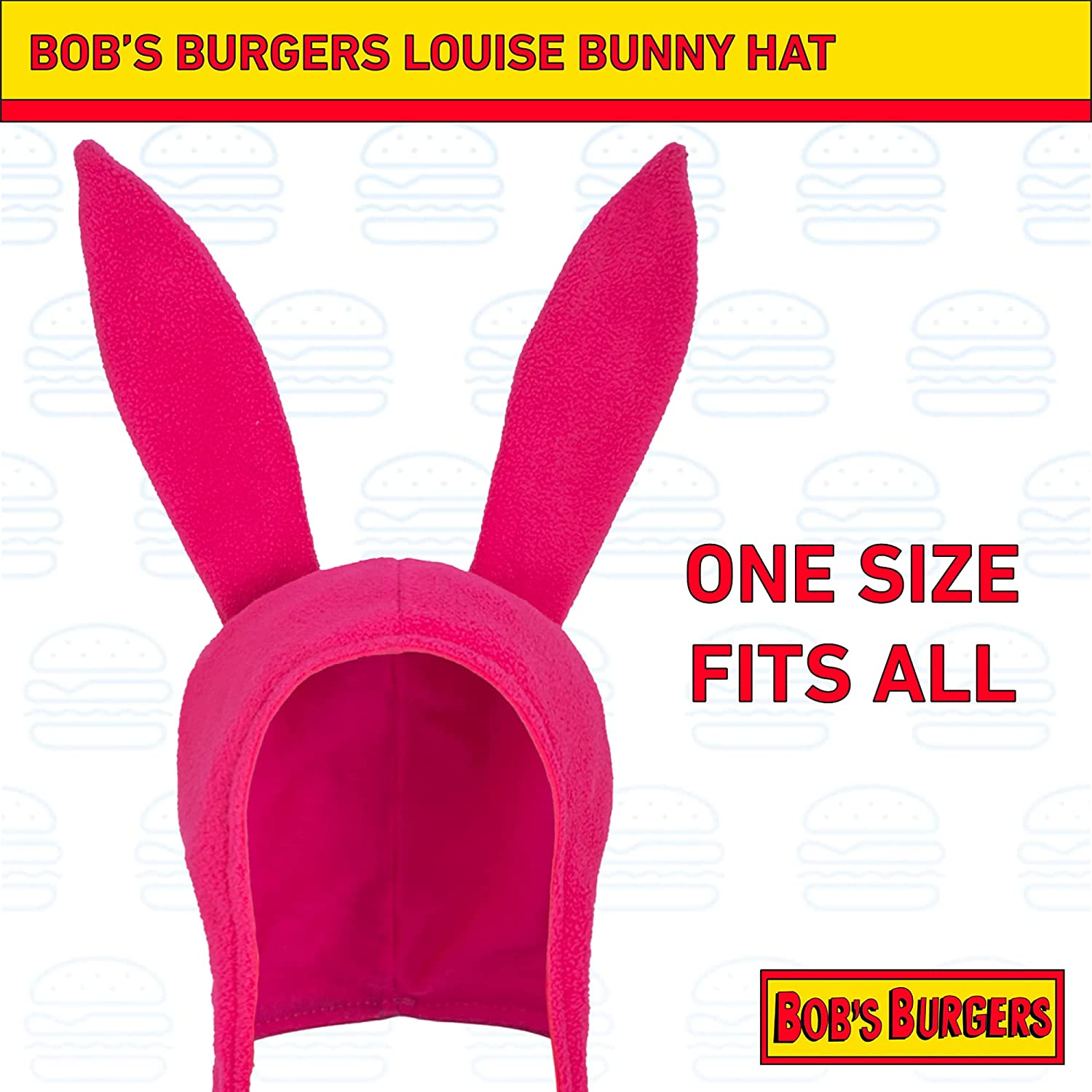 Concept One Womens Bob'S Burgers Louise Cosplay Bunny with Floppy Ears Fleece Beanie Hat, Pink, 0 US, Pink, One Size image number 2