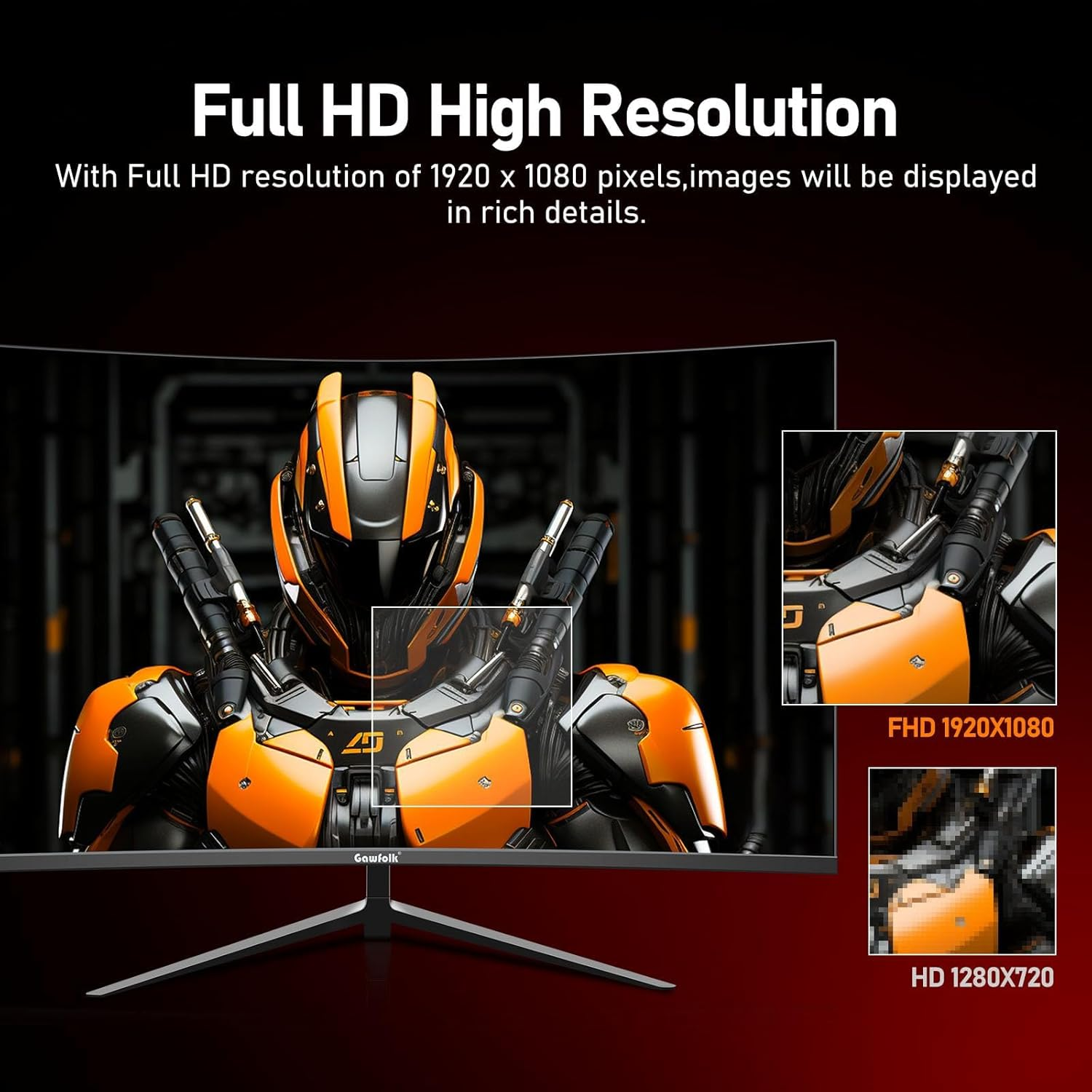 Gawfolk Curved Monitor 27 Inch 100Hz, PC Screen with Speaker 1080P, 1800R Computer Monitor with Eye Care Technology HDMI DP, Supports VESA