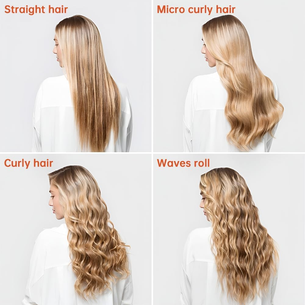 HCRTGAY Curling Iron,Cordless Rechargeable Curling Iron,Cordless Hair Curler(3 Gear),Travel Mini Straightener 4000Mah,Usb Charge Battery Flat Iron and Curler 2 in 1 for Long Short Hair(Small & Black) image number 1