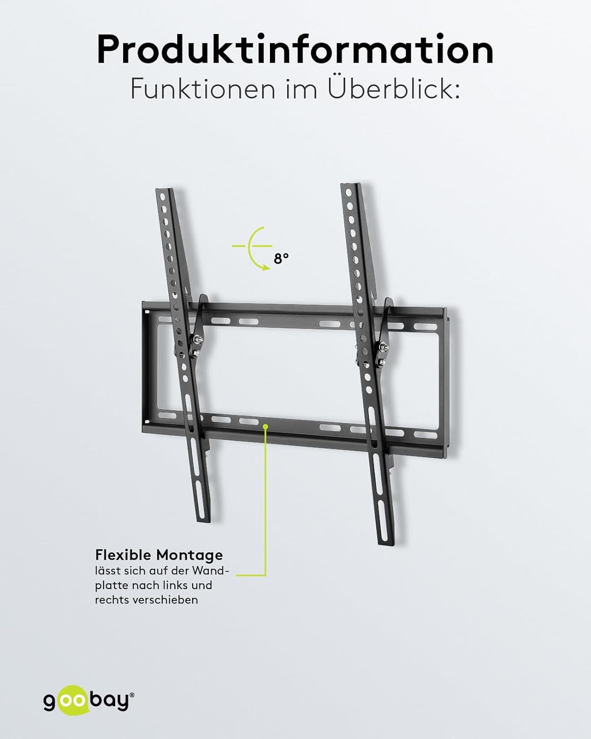 Goobay Tilt Wall Mount for TV Size 32-55, Black, Medium