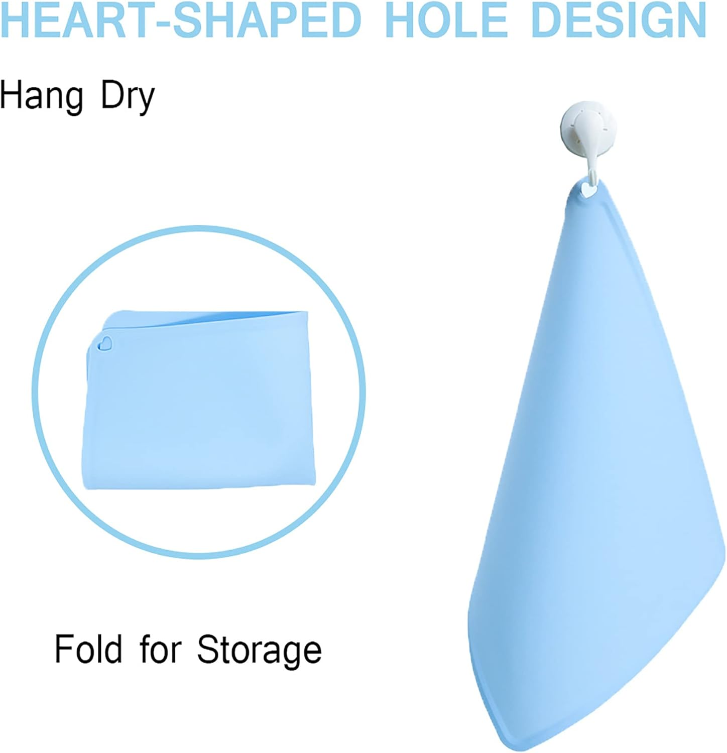 Silicone Kids Placemats, Non-Slip Portable Placemats for Kids Baby Toddlers Table Mats, Reusable Children&rsquo;S Dining Food Mat, 2Pack, Baby Blue/Gray image number 2