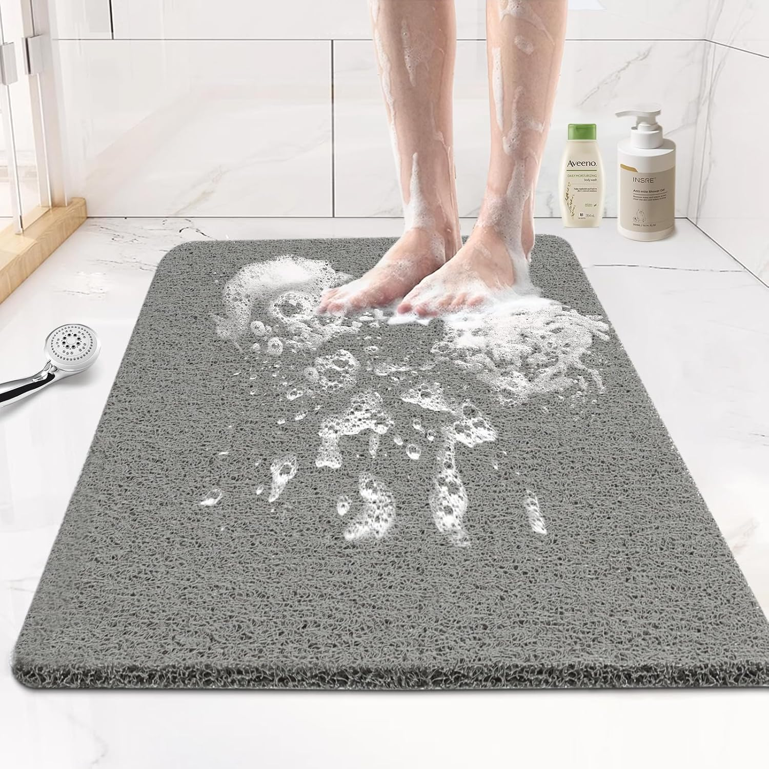 Joyhalo Soft Textured Bath, Shower, Tub Mat, 24X16 Inch, Phthalate Free, Non Slip Comfort Bathtub Mats with Drain, PVC Loofah Bathroom Mats for Wet Areas, Quick Drying image number 1