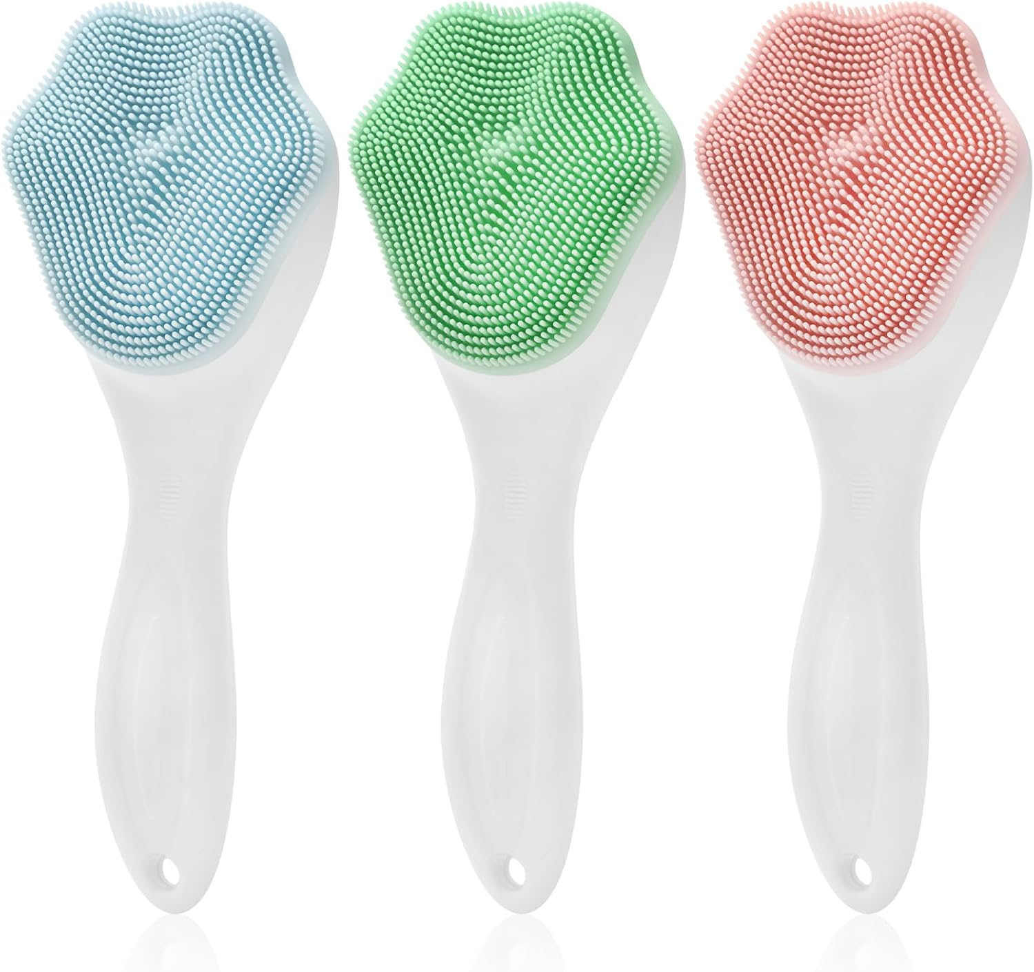 NILLOS Silicone Face Scrubber Brush, 3 PCS Cat Paw Facial Cleaning Brush for Deep Cleaning Silicone Exfoliating Tool(Pink, Blue, Green) image number 2