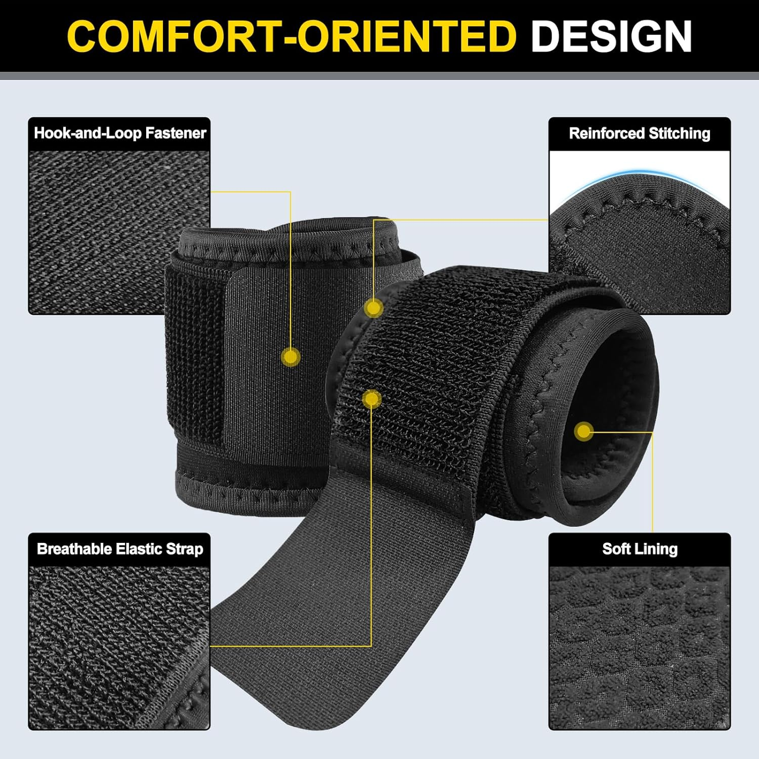 &zwnj;COZY CORE 2-Pack Wrist Wraps Strap for Men & Women - Adjustable Compression Wrist Support for Carpal Tunnel, Weightlifting & Gym Workout. Breathable, Flexible & Reusable Wrist Brace for Pain Relief, Injury Prevention & Enhanced Performance during Training image number 3