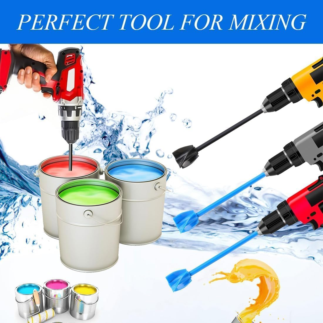Resin Mixer Paddles, 4 Piece Set Paint Stirrers Drill Attachment,Reusable Plastic Epoxy and Resin Mixer Attachment Paddle,Epoxy Mixer Attachment for Drill image number 4