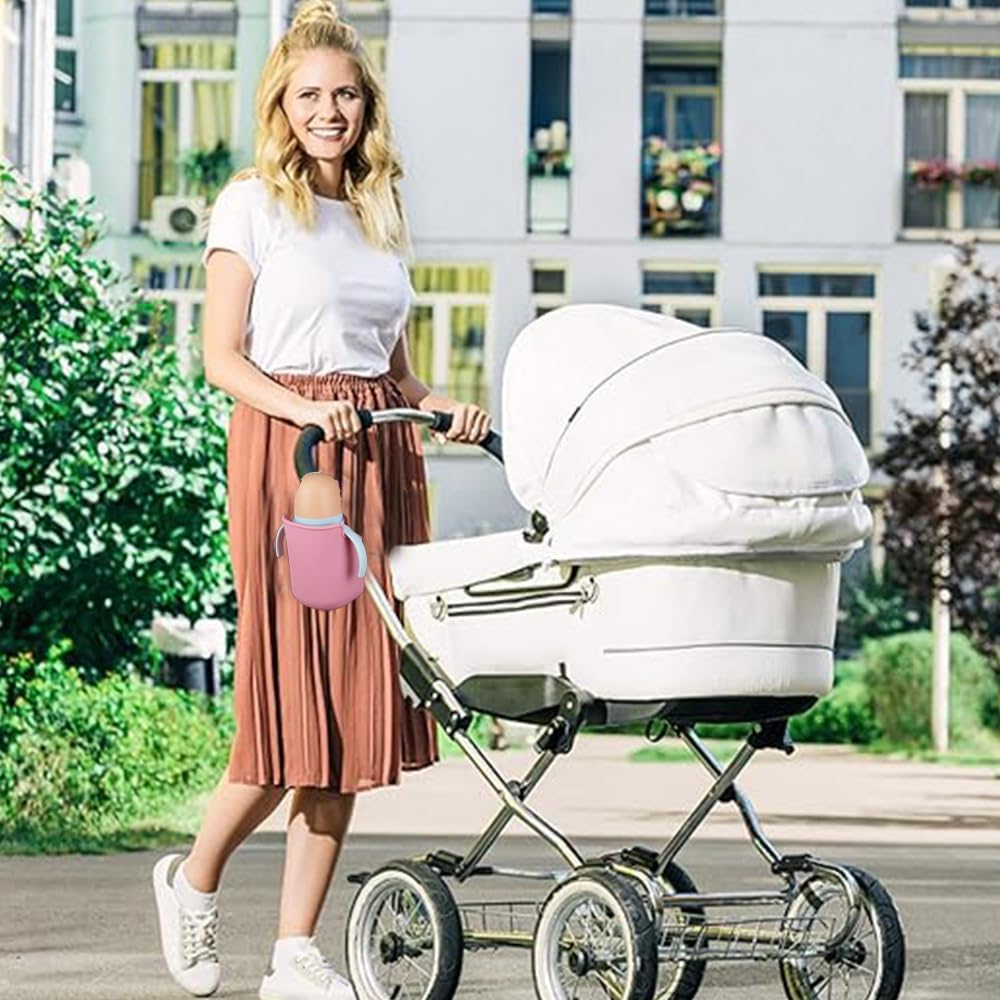 1PCS Stroller Silicone Cup Holder,Universal Stroller Cup Holder,Removable Water Bottle Holder for Outdoor,Silicone Storage Bag Drink Holder for Wheelchair,Scooters, Baby Bottle Holders (Blue) - Blue image number 5