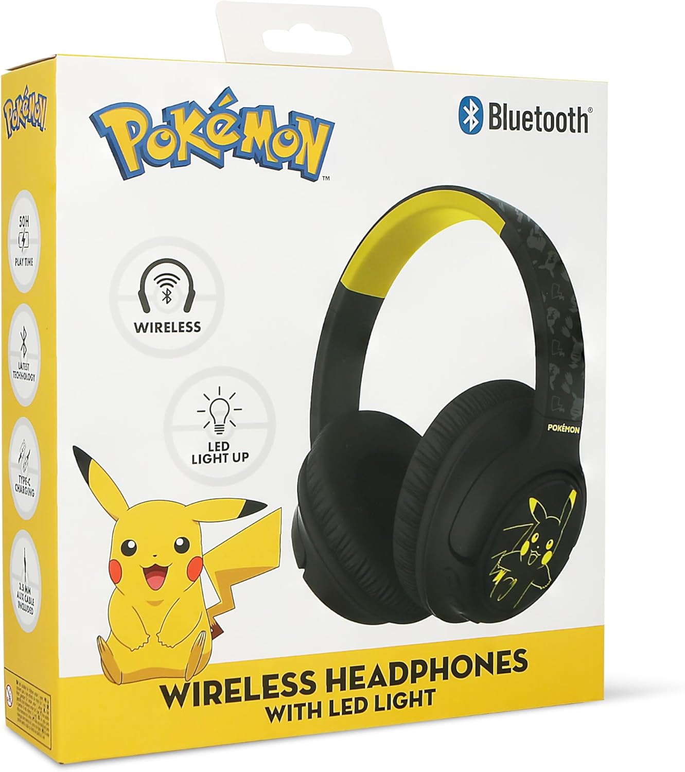 OTL Technologies Pokemon Pikachu Foldable Wireless Headphones with LED Light image number 4