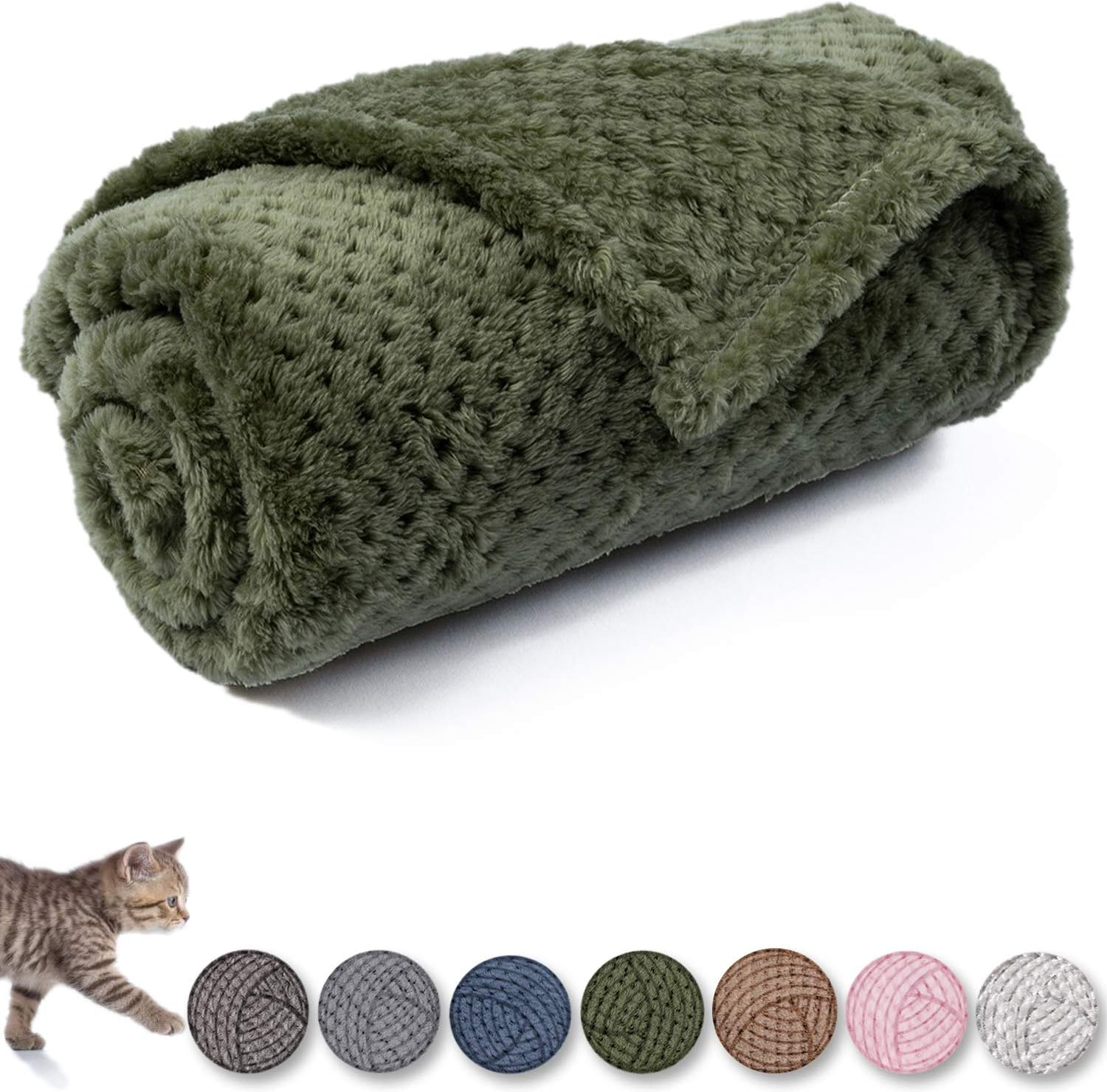 Warm Soft Fuzzy Dog or Cat Blanket, Plush Fleece Throws for Puppy, Kitten, Bed, Couch, Sofa, Travel (L/40" X 48", Grey)