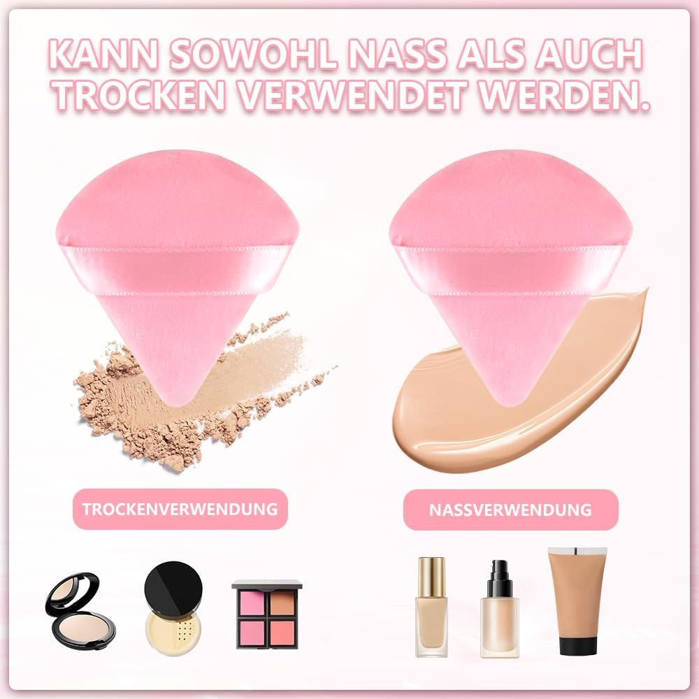 Triangle Makeup Powder Puff (2 Black + 2 Pink) image number 4