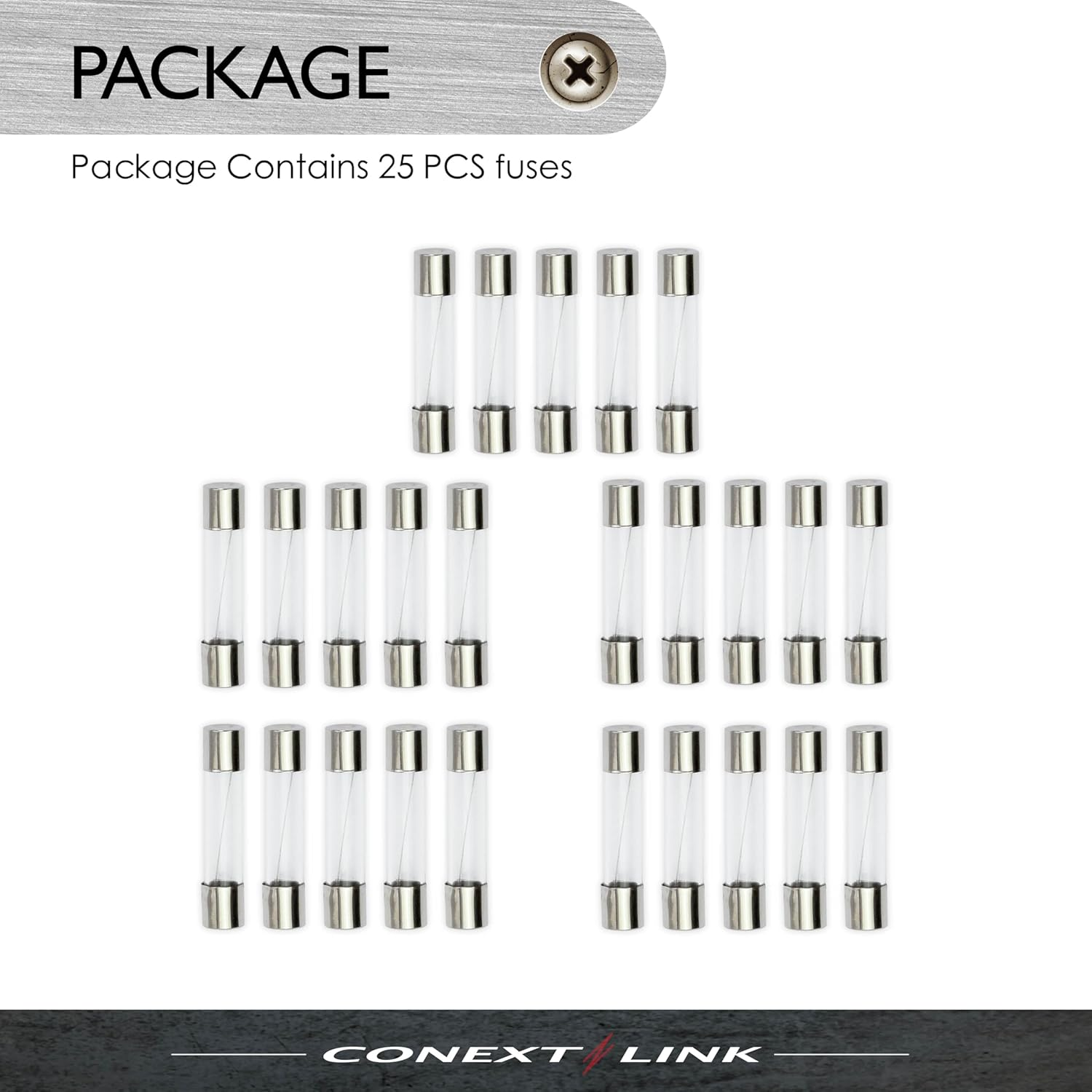 Conext Link AGC5-25 Series Nickel AGC Glass Tube Fuse 25 Pack 5 Amp image number 1