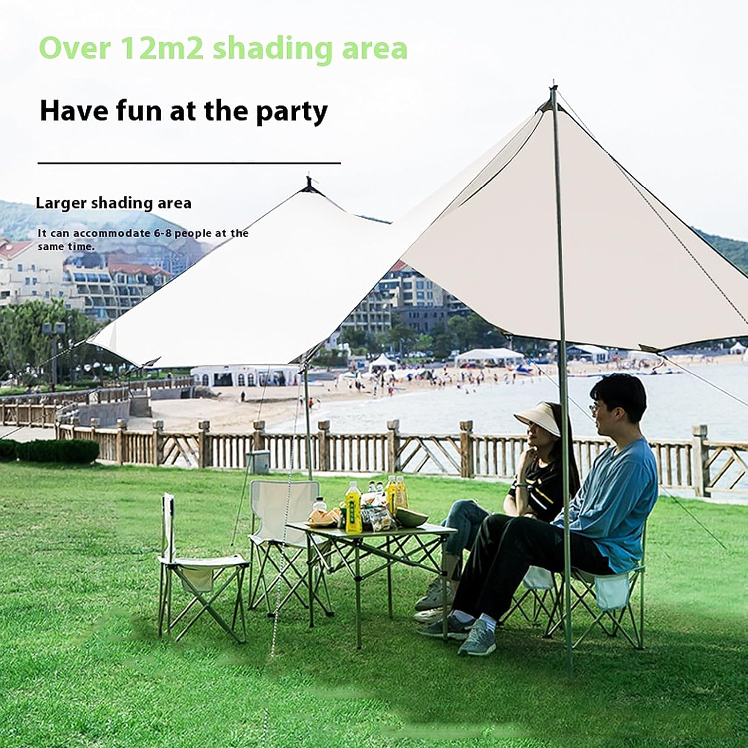 Lvpradior Tent Tarp Waterproof 3X3M/3X4M, Portable Camping Waterproof Tarp Rain Fly Windproof Snowproof Anti-Uv Awning Canopy, for Camping, Travel, Outdoor, Hammock (3 * 3M) image number 2