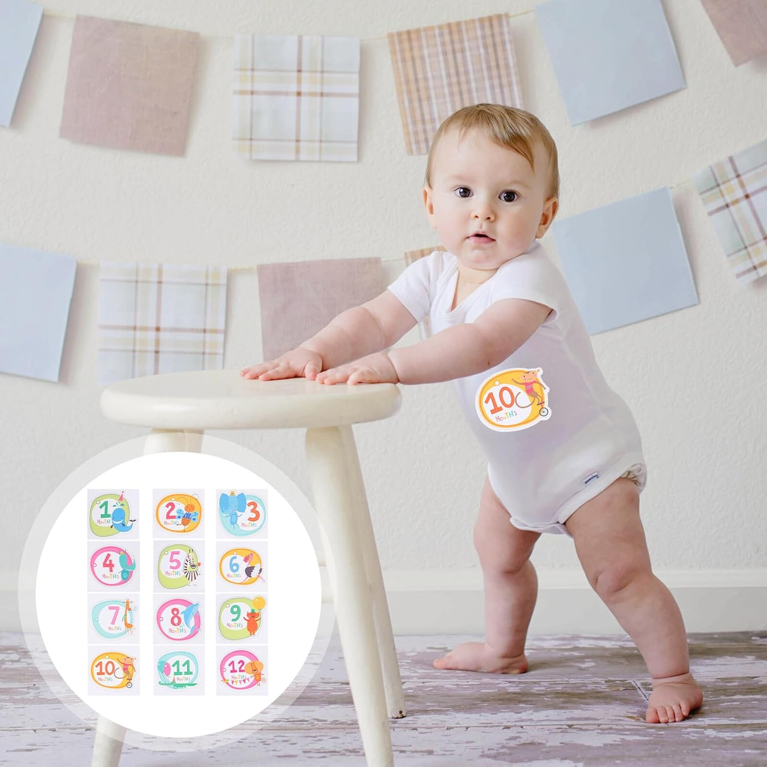 SUPVOX 12Pcs Month Stickers Photo Supplies Creative Milestone Stickers for Newborn Photography and Growth Documentation image number 6