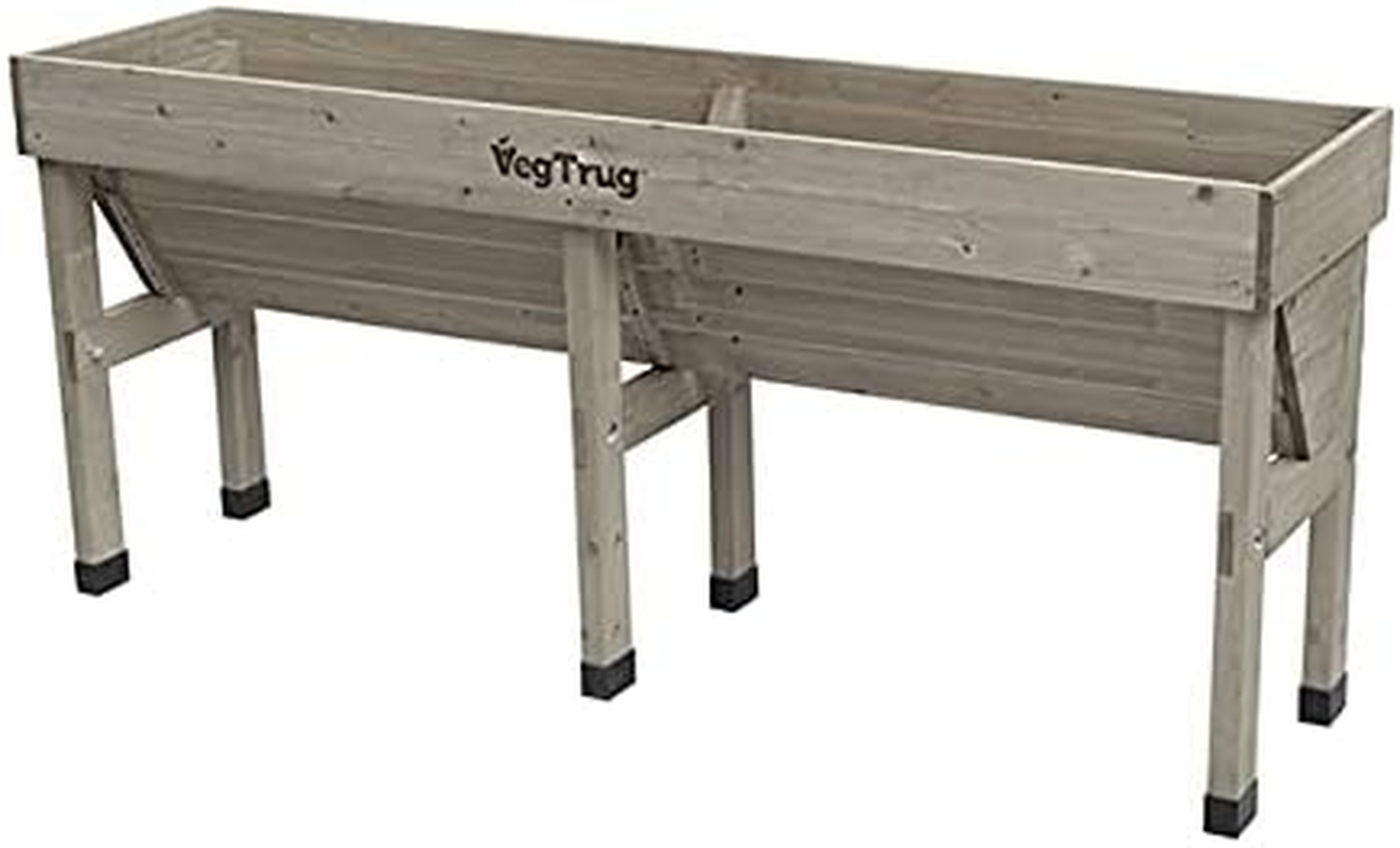 Vegtrug Wallhugger Raised Bed Wooden Planter, Grey Wash, Medium, 1.8 Metre