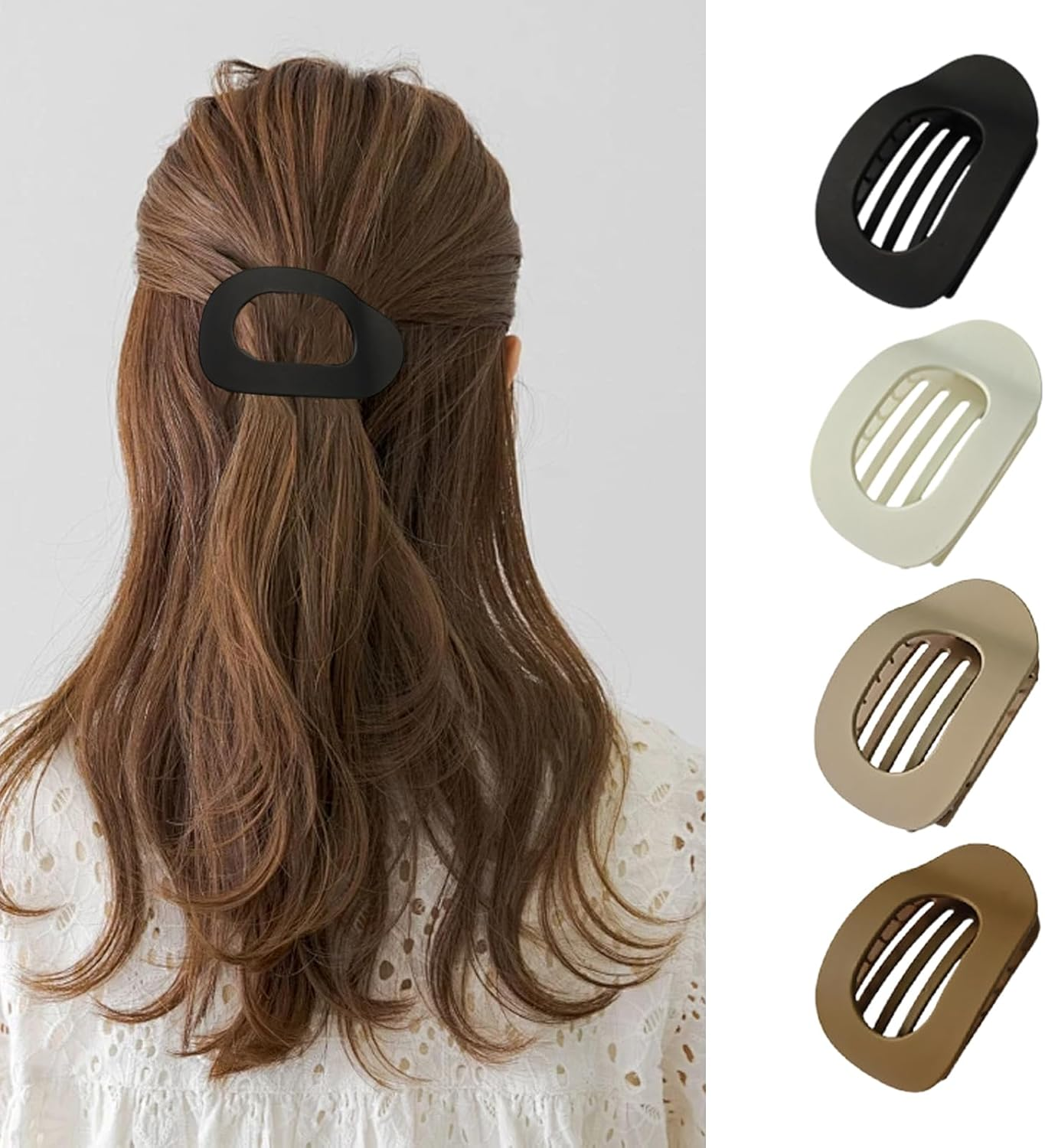 Pack of 4 Flat Hair Clips, Duckbill Hair Clip, Flat, French Flat Claw Clips, Flat Claw Clips with Inner Teeth, Hair Clip for All Hair Types image number 5