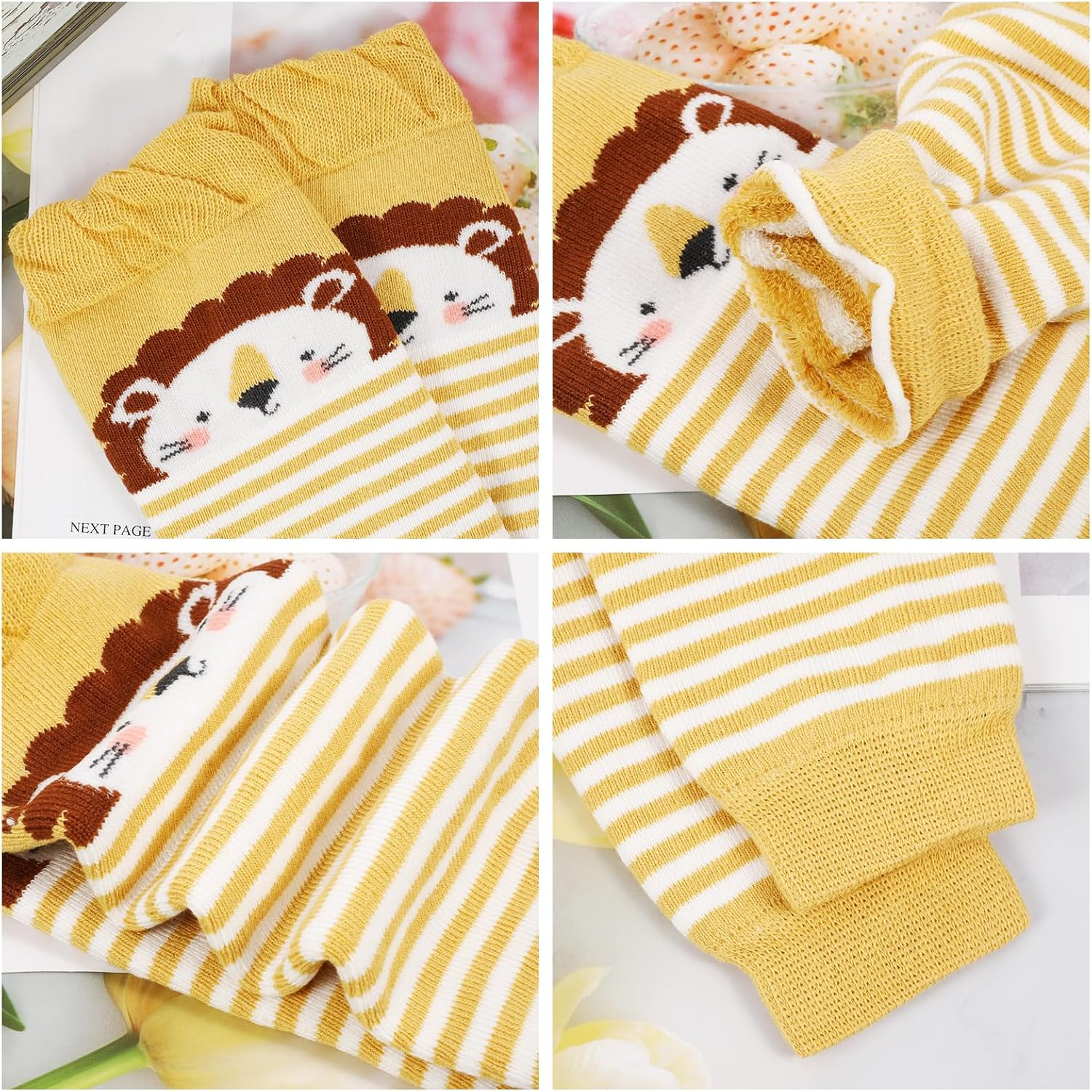 XEPST Pack of 3 Toddler Baby Leg Warmers, Cute Animal Pattern Leg Warmers, Knee Socks, Baby Knee Pads, Leg Sleeves Leggings for Baby Children, Toddlers, Girls, Boys, 0-3 Years, One Size image number 1