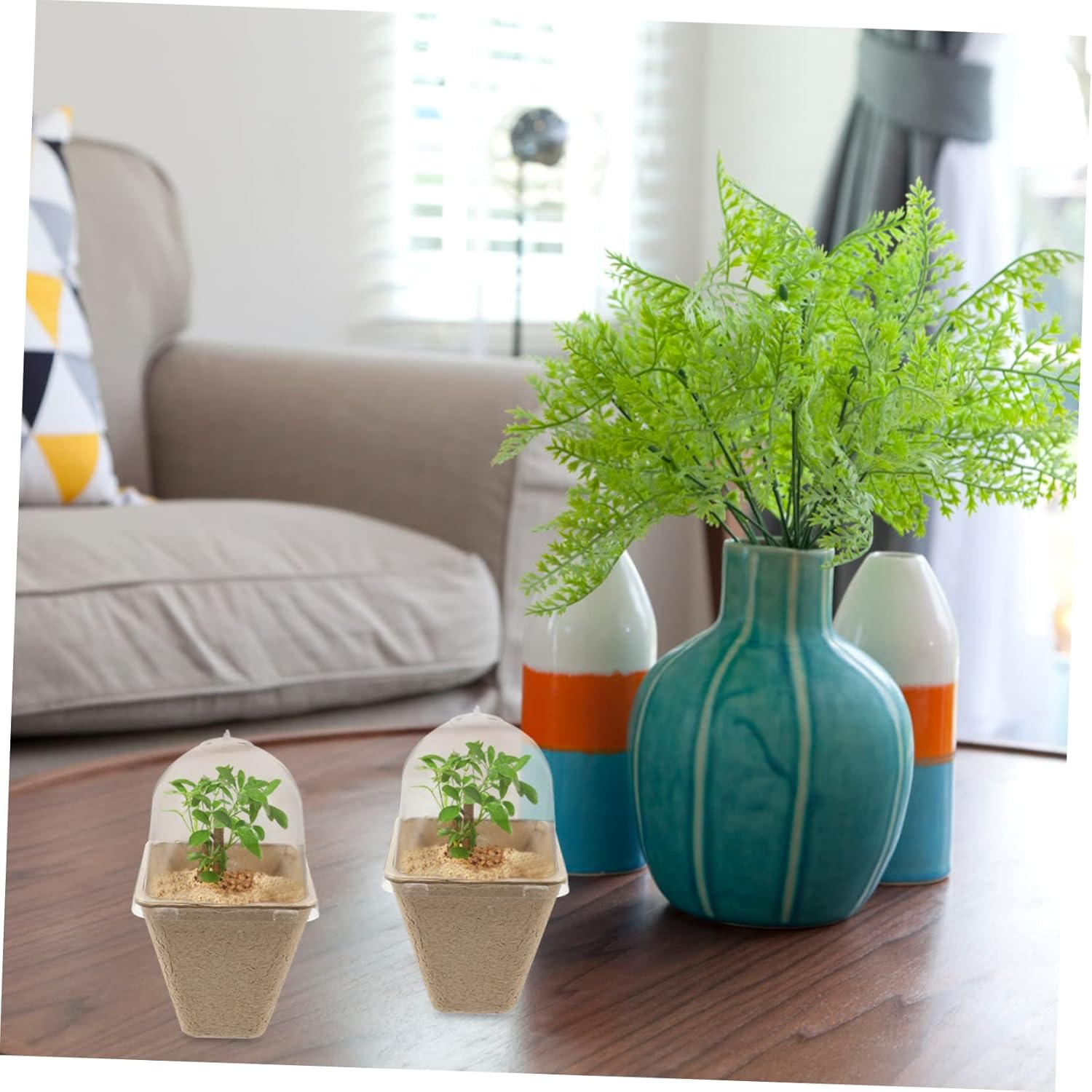 20Pcs Flower Pots for Outdoor Plants Pulp Trays Air Vent Moisture Retention image number 4