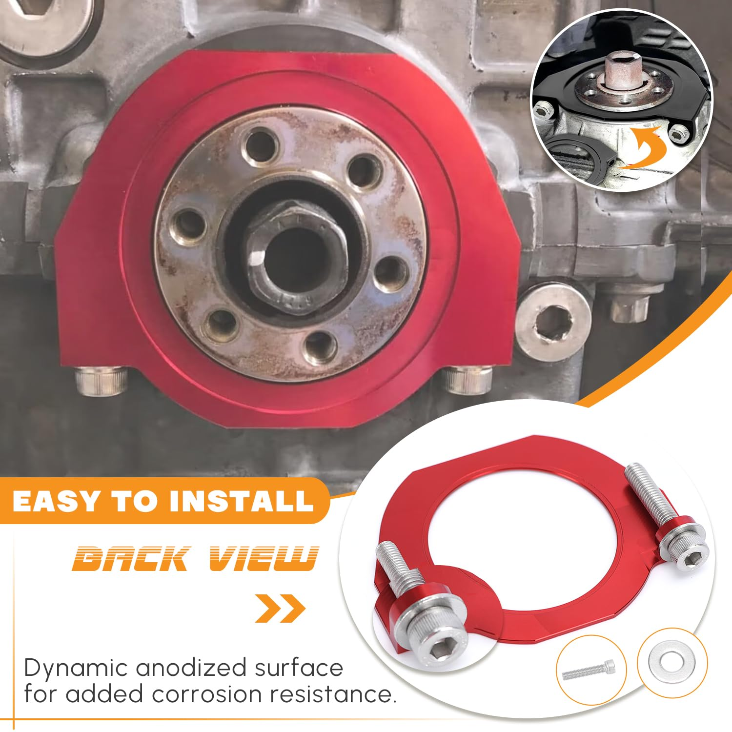 Crank Seal Guard Serpentine Belt Protection Guards Bracket Compatible with BMW 335I 535I 135I N54 N55 N52 S55 Red image number 4