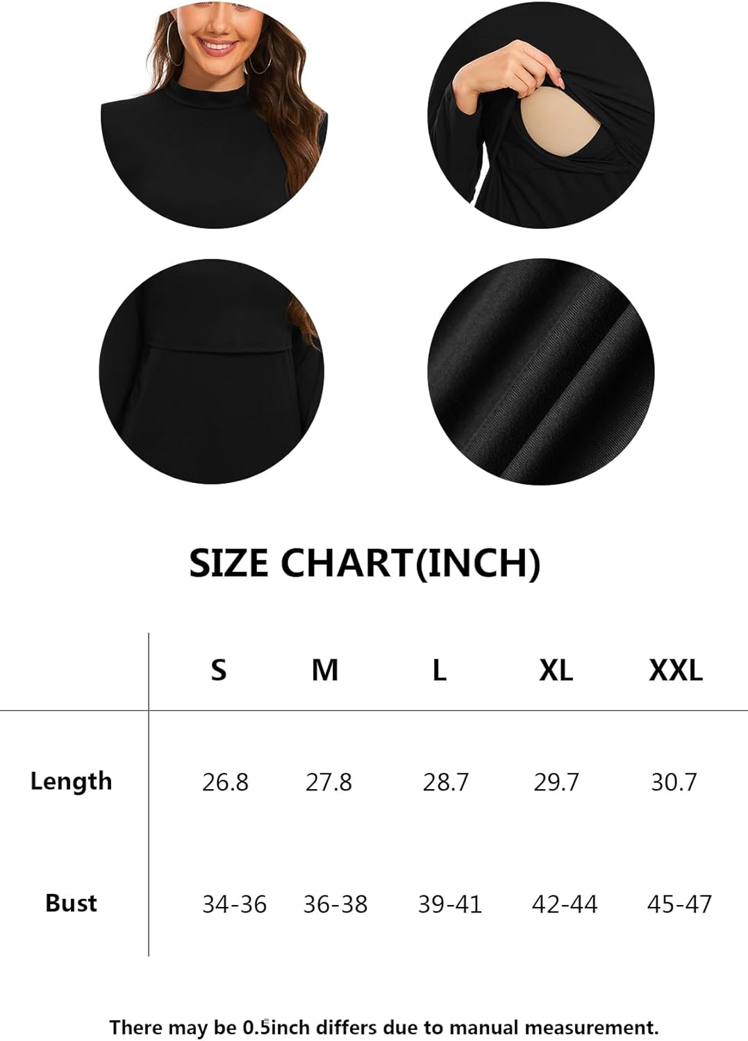 Smallshow Women'S Nursing Tops Crew Neck Long Sleeve Breastfeeding Clothes image number 4