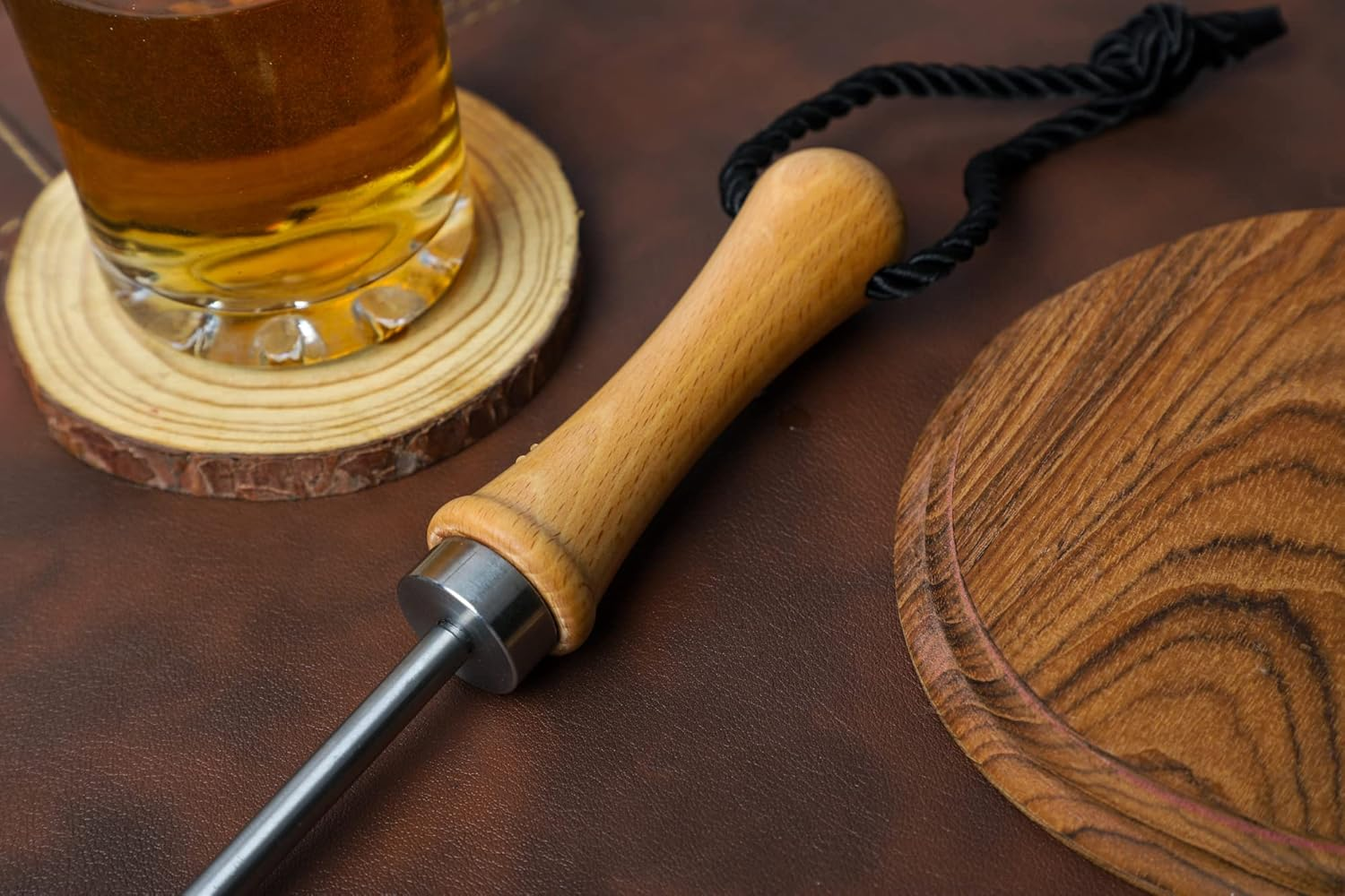 INDIAN STORE 24 Beer Spike Beer Caranelizer Beer Carameliser Beer Warmer Real Wood Handle 100% Food Safe and Rustproof Stainless Steel Ball (Oval Shape) (Design 3) image number 4