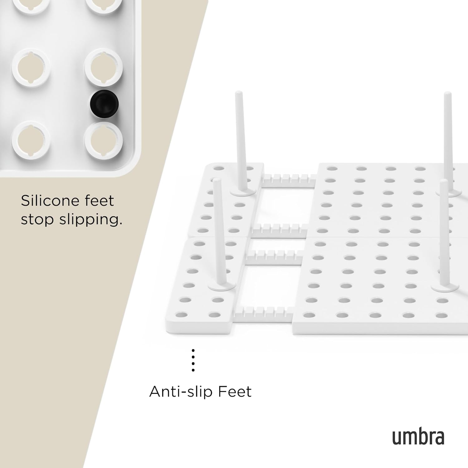 Umbra Peggy Kitchen Cupboard, Shelf and Drawer Organizer Tray - Adjustable Storage System, White image number 4